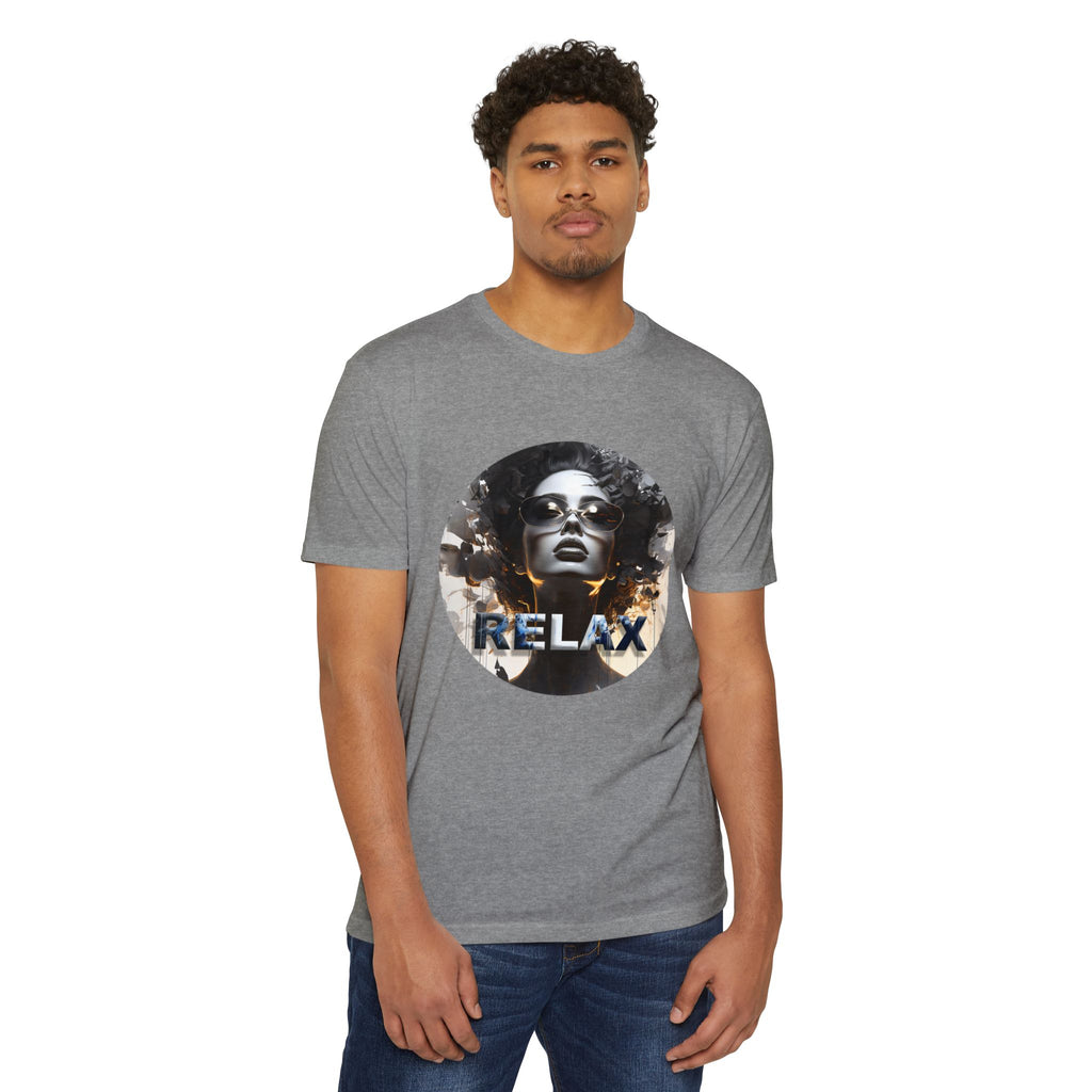 Relax Graphic T-Shirt — Vintage Portrait Tee with 'RELAX' Text