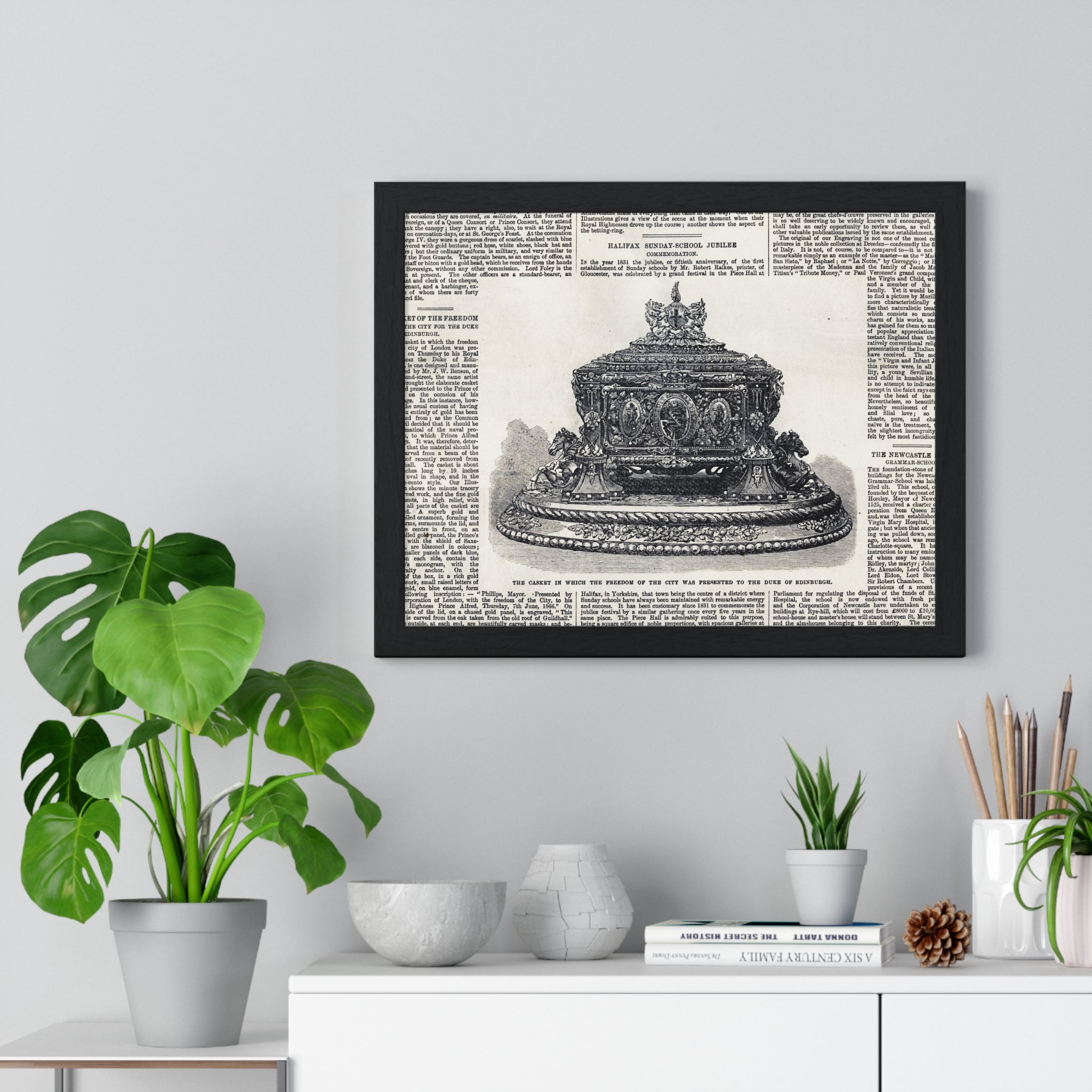 Vintage Crown Illustration Framed Poster — Antique Dictionary Art Print