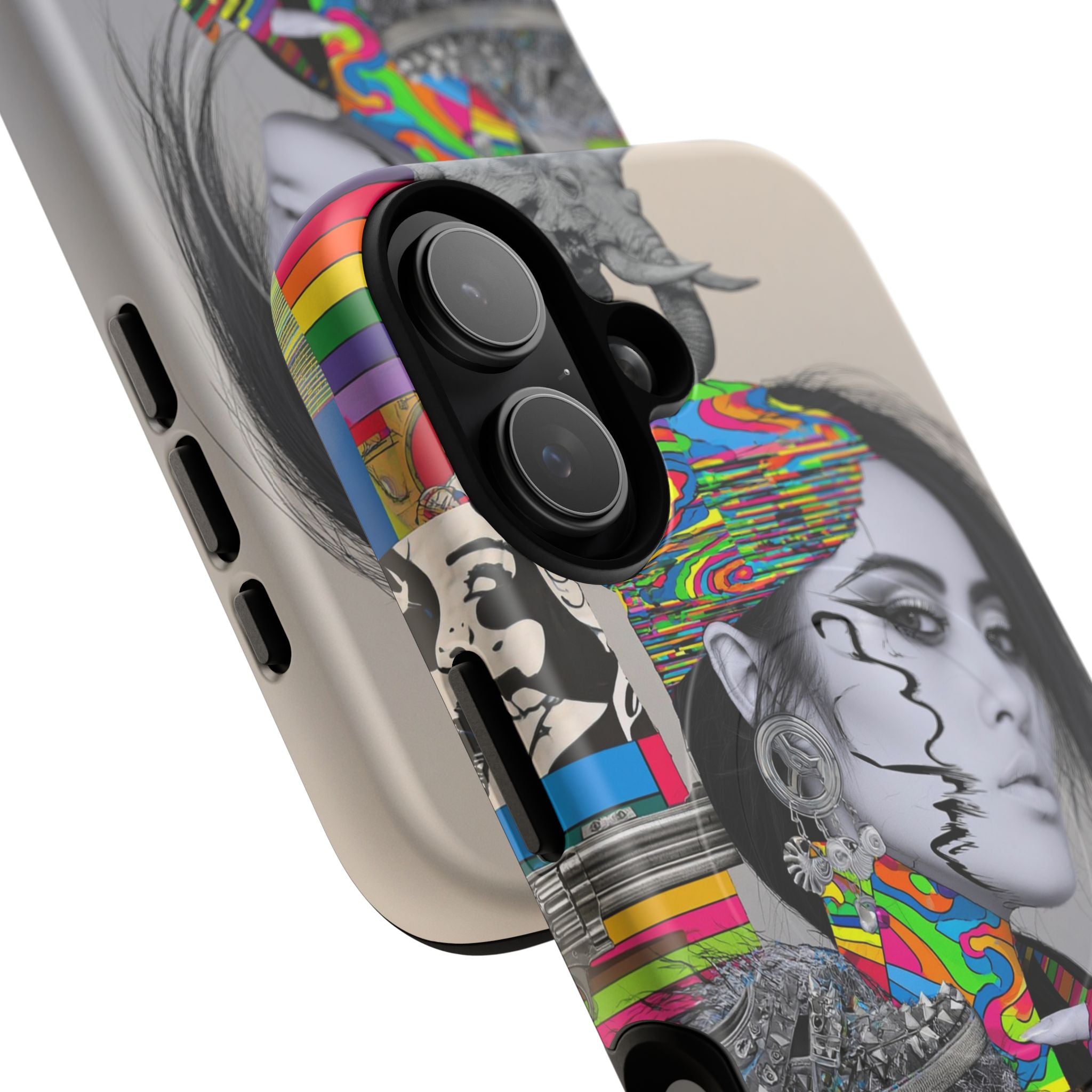 Phone Case - Colorful Glitch Portrait Tough Magnetic Case