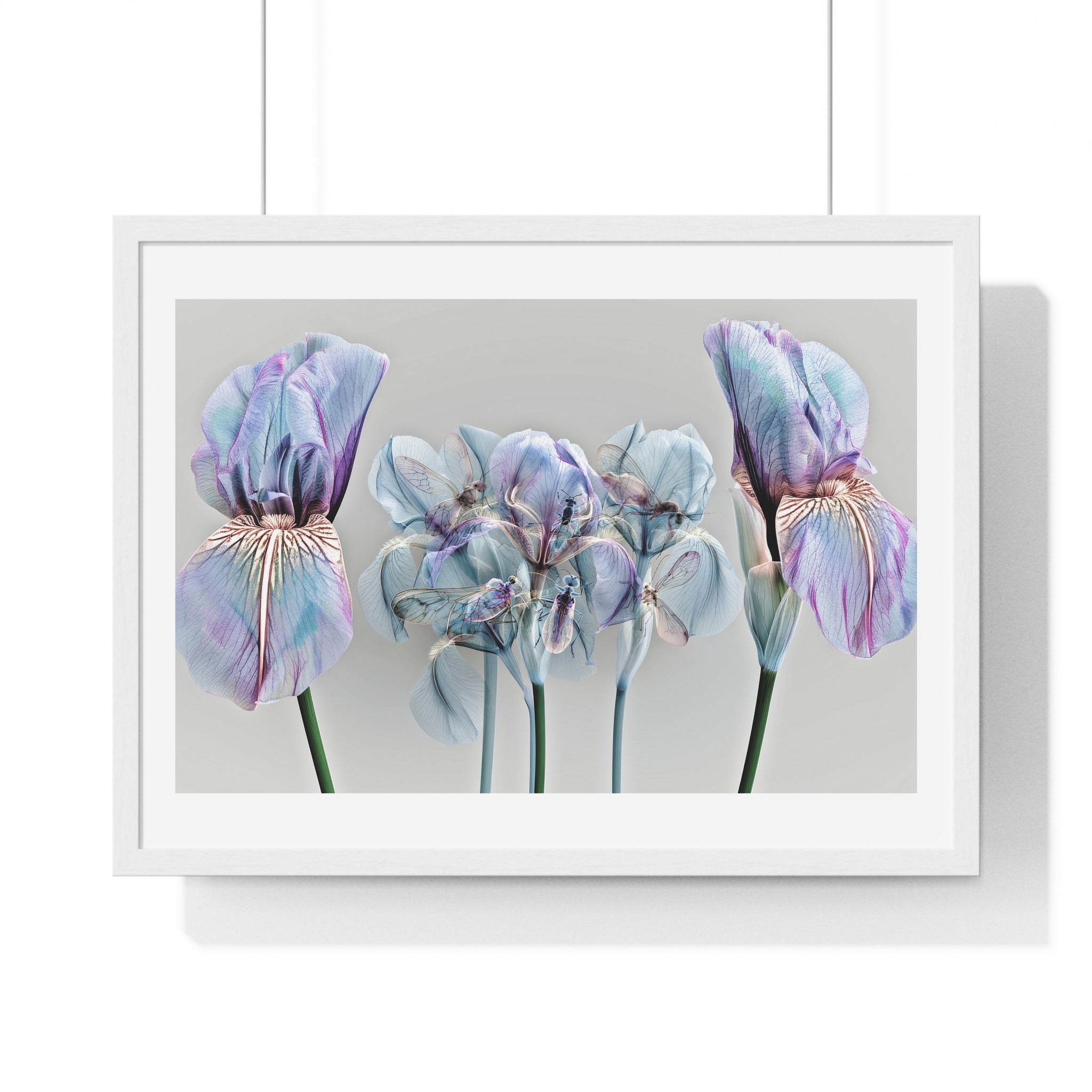 Iridescent Iris Floral Framed Poster — Horizontal Wall Art Print