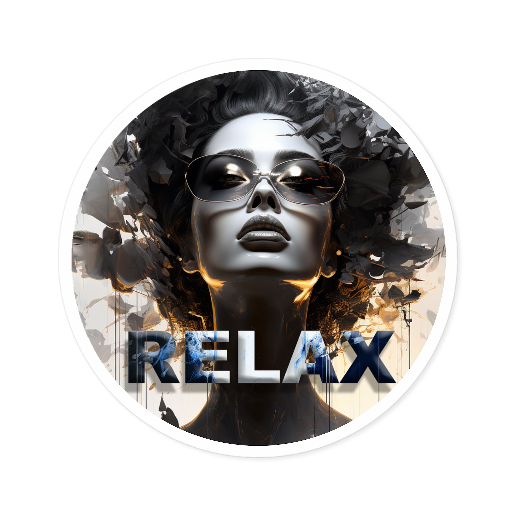 Relax Afro Diva Round Sticker — Stylish Indoor/Outdoor Laptop Decal