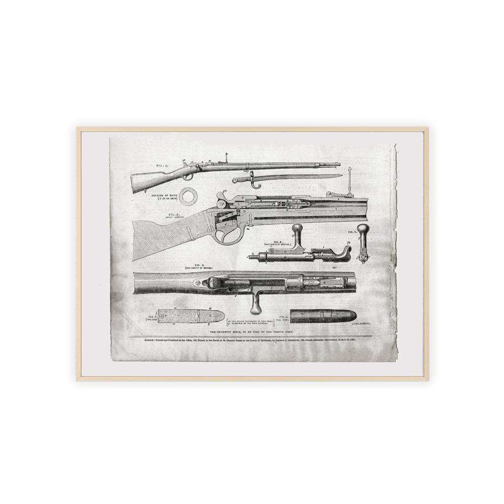 Antique Rifle Patent Poster — Framed Vintage Firearm Print