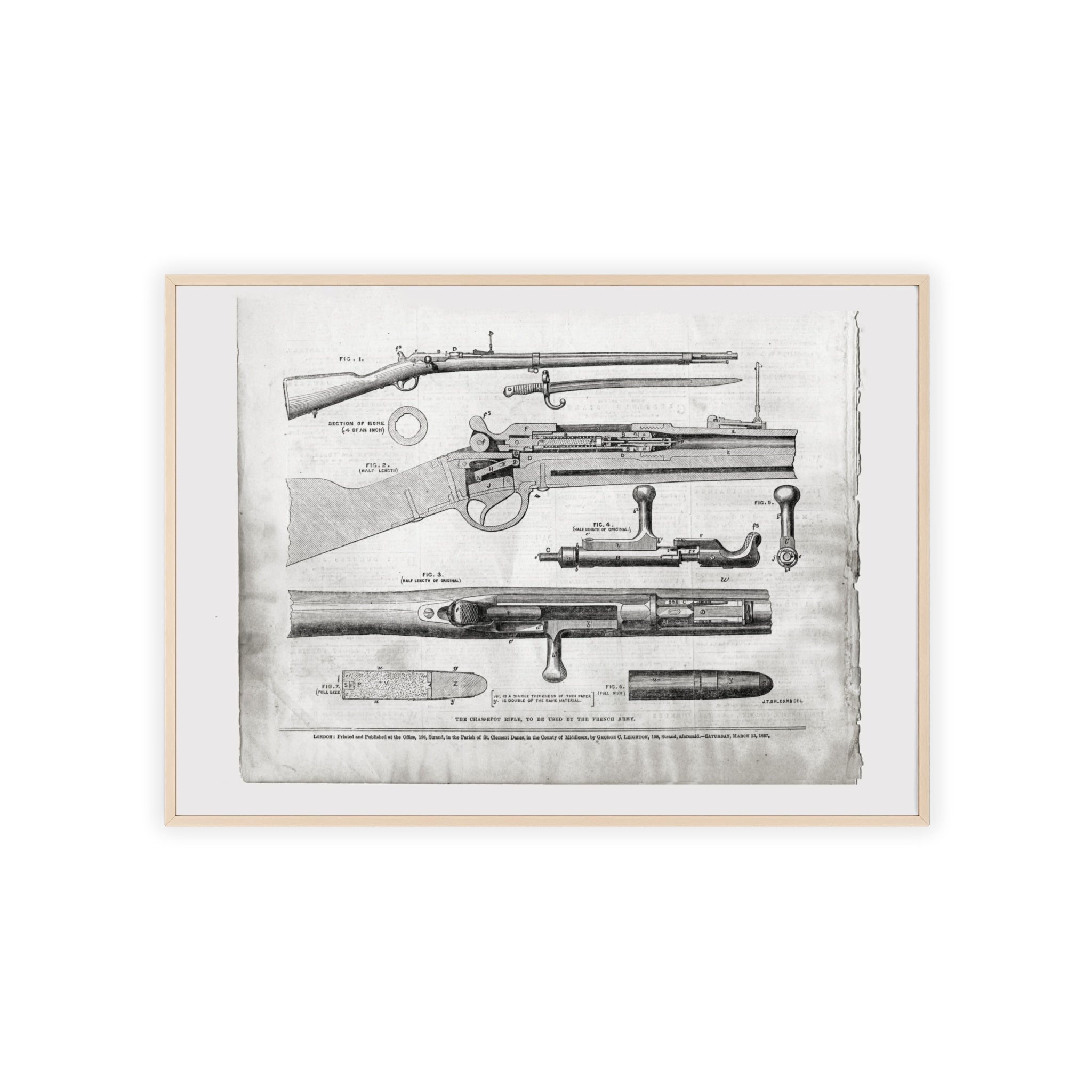 Antique Rifle Patent Poster — Framed Vintage Firearm Print