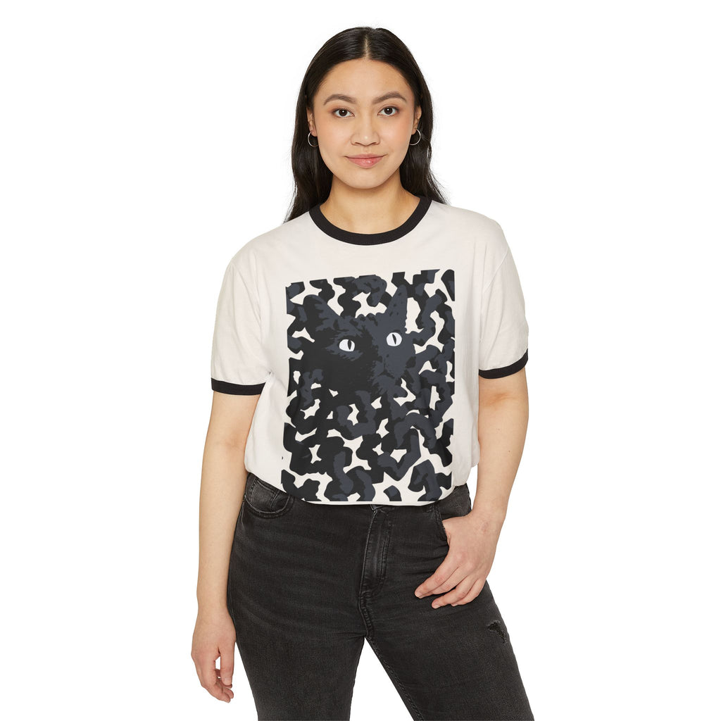Black Cat Camouflage Ringer Tee
