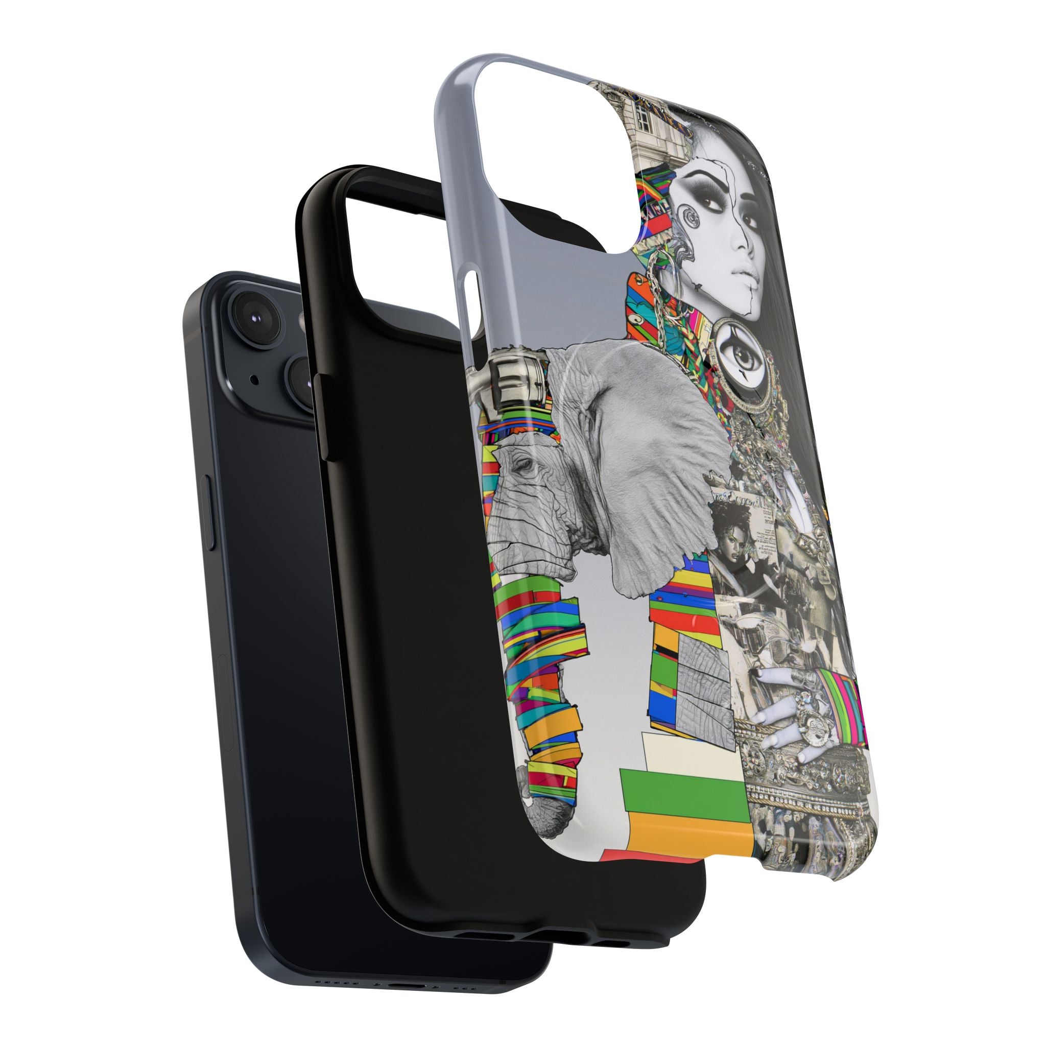 Artistic Elephant Collage Phone Case — Tough Magnetic Protective Cover