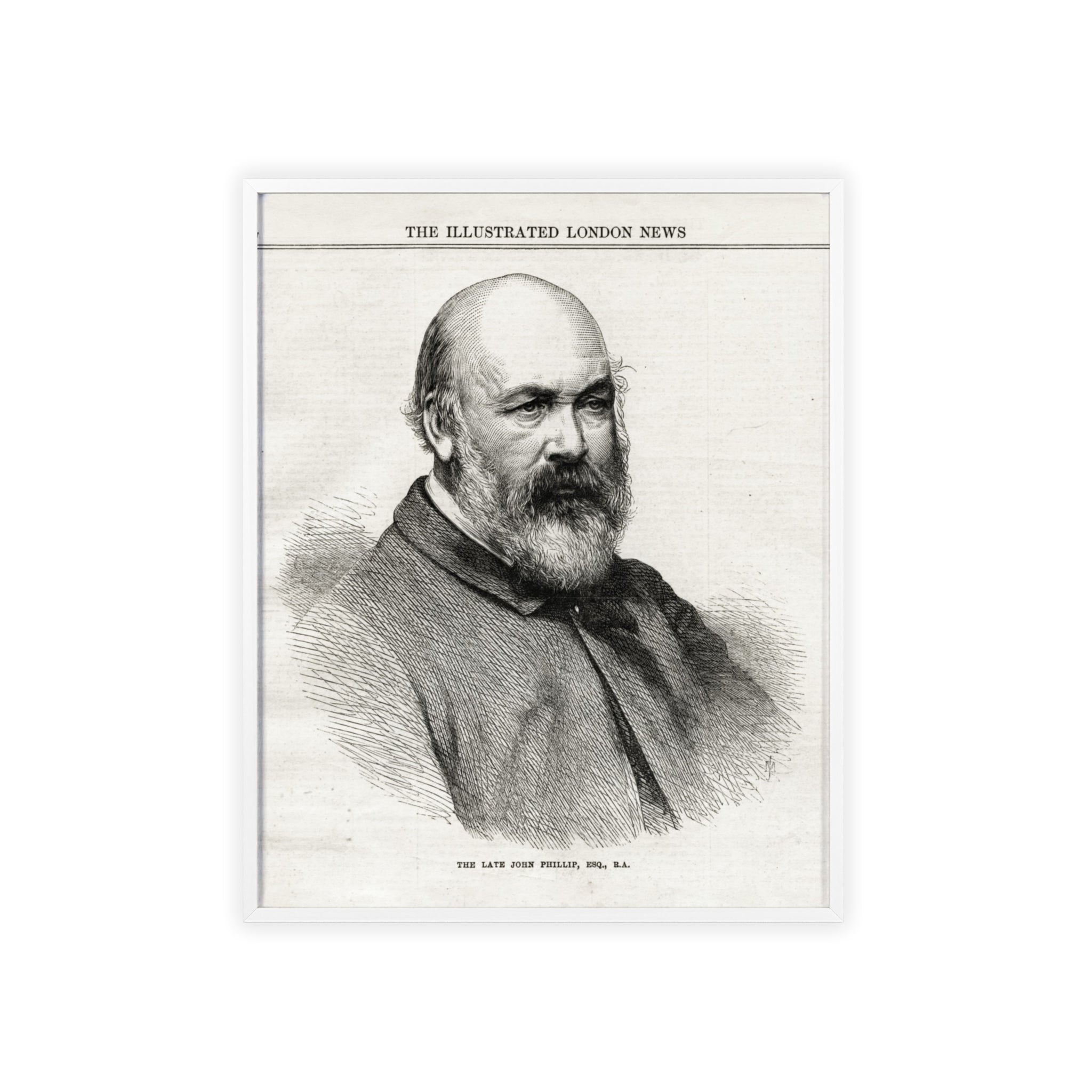 The Late John Phillip, Esq. Framed Vintage Portrait Print — Illustrated London News Gentleman Poster