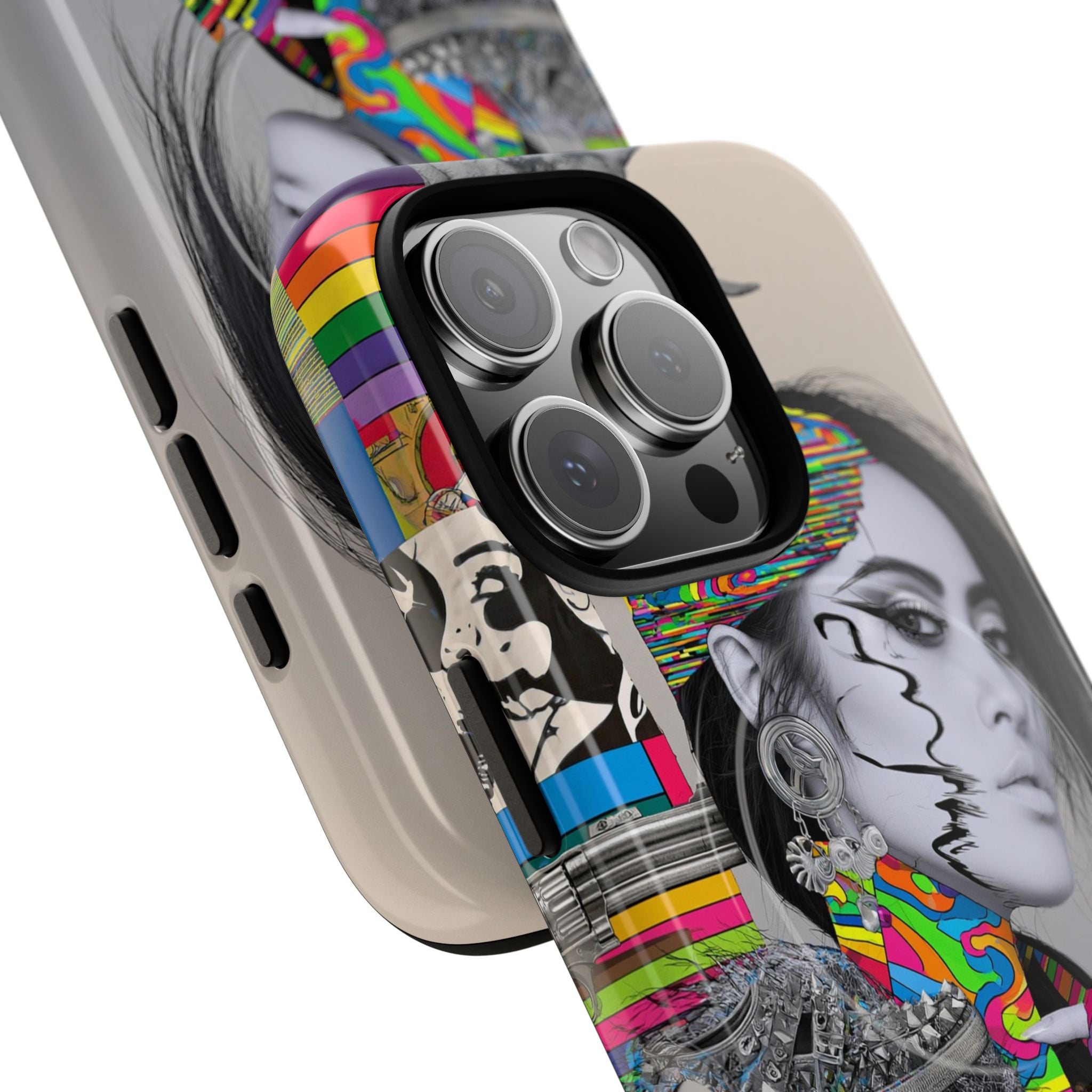 Phone Case - Colorful Glitch Portrait Tough Magnetic Case