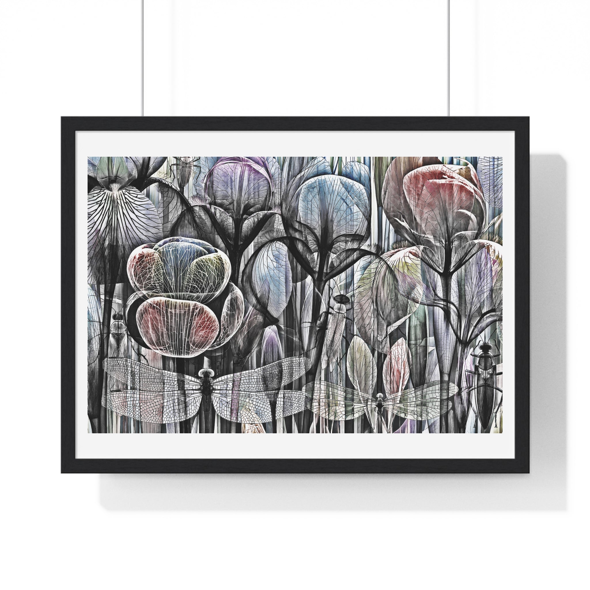 Framed Poster — Dreamy Botanical Dragonfly Art Print