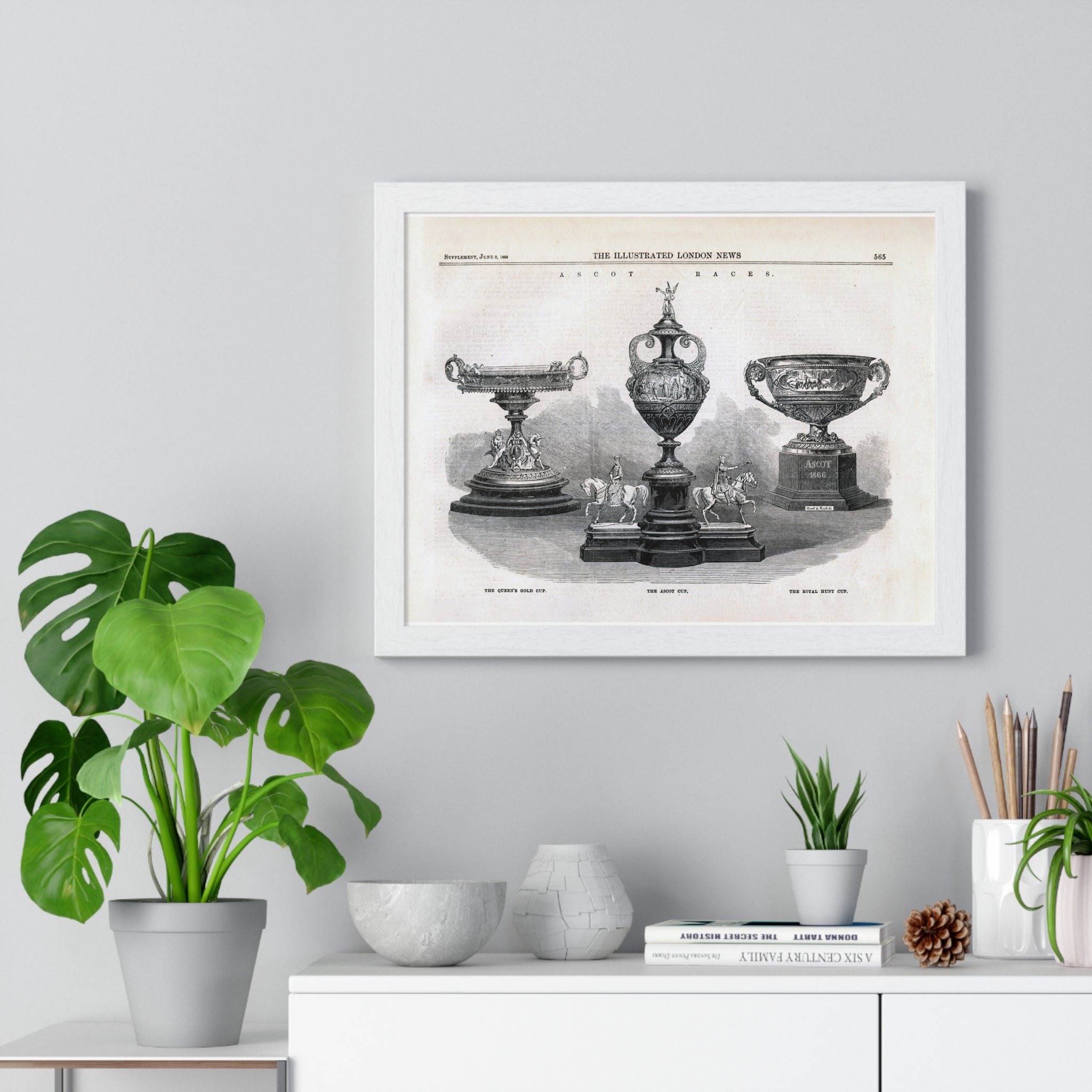 Framed Vintage Trophy Engraving Poster