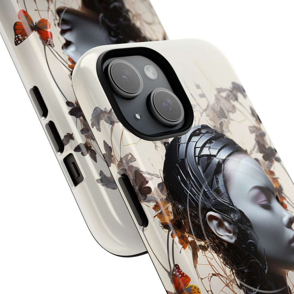 Art Nouveau Cyberpunk Phone Case — Surreal Floral Femme Tough Magnetic Case