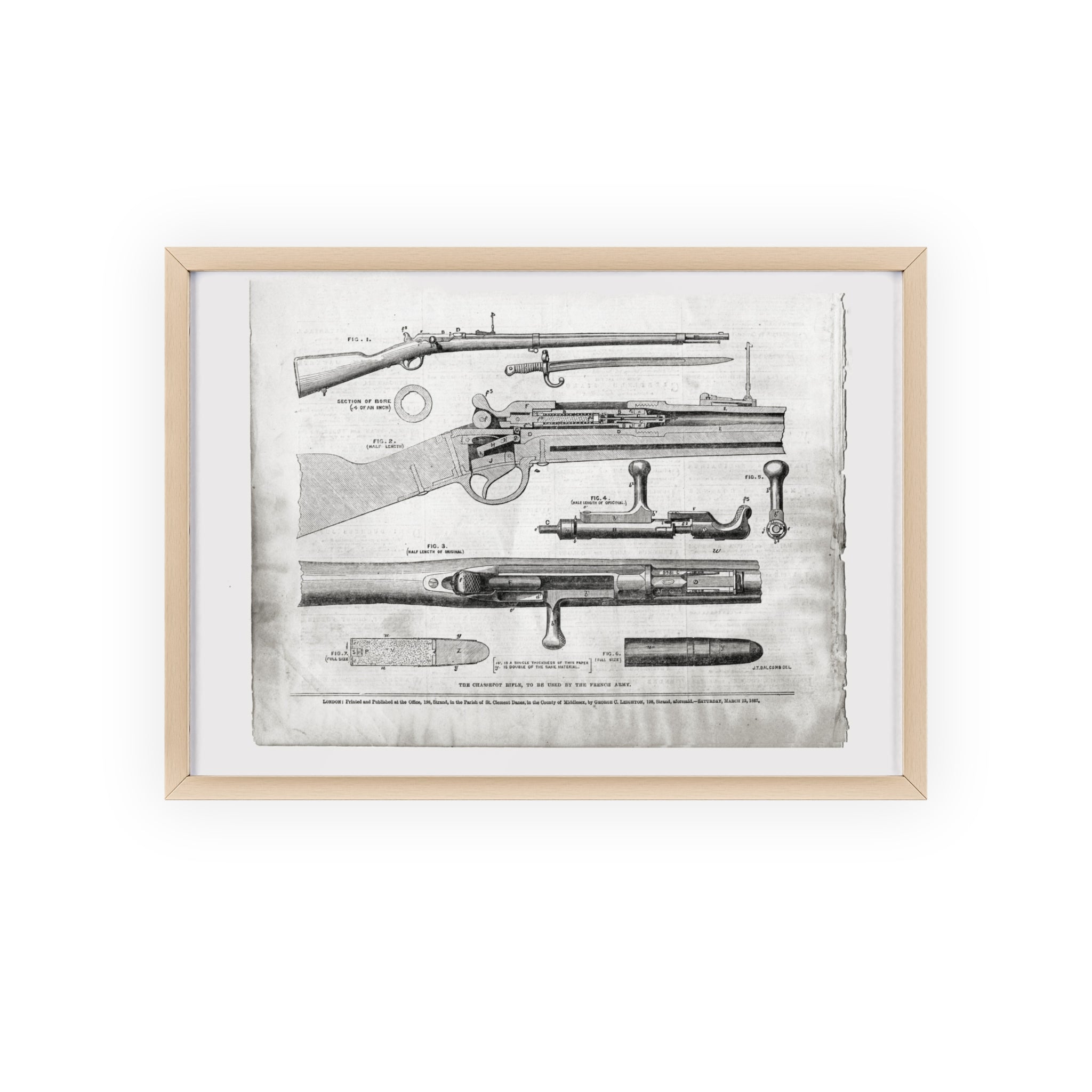 Antique Rifle Patent Poster — Framed Vintage Firearm Print