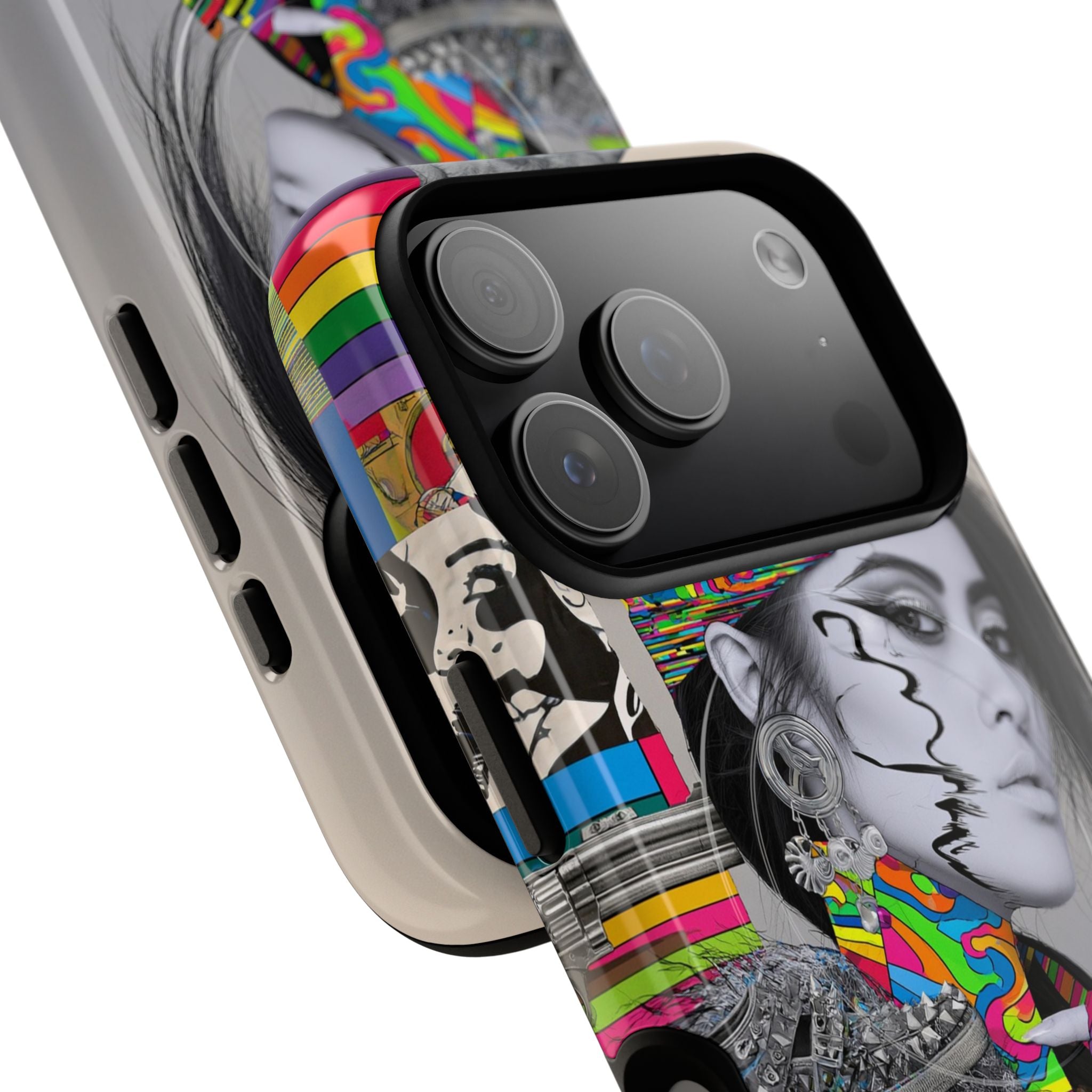 Phone Case - Colorful Glitch Portrait Tough Magnetic Case
