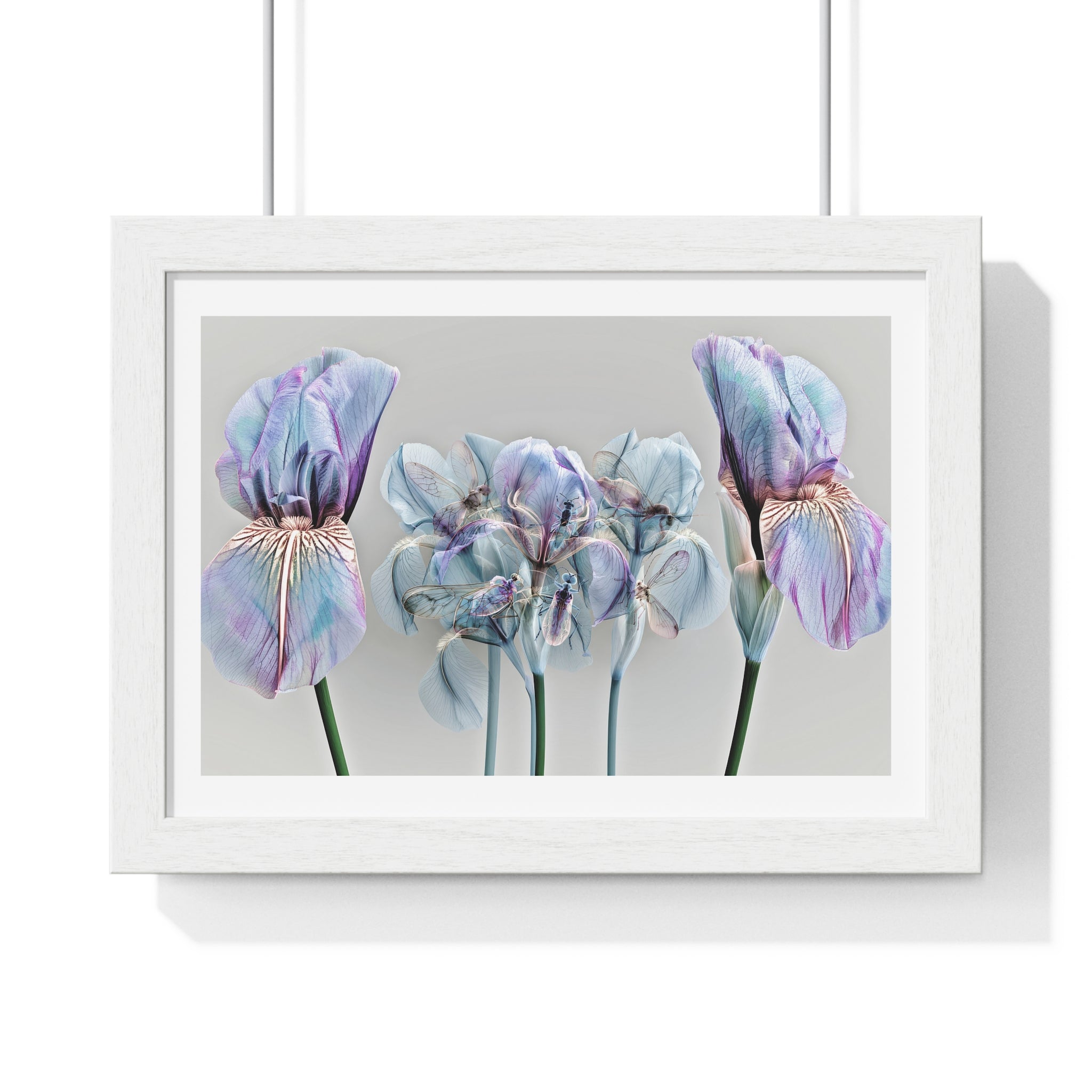 Iridescent Iris Floral Framed Poster — Horizontal Wall Art Print