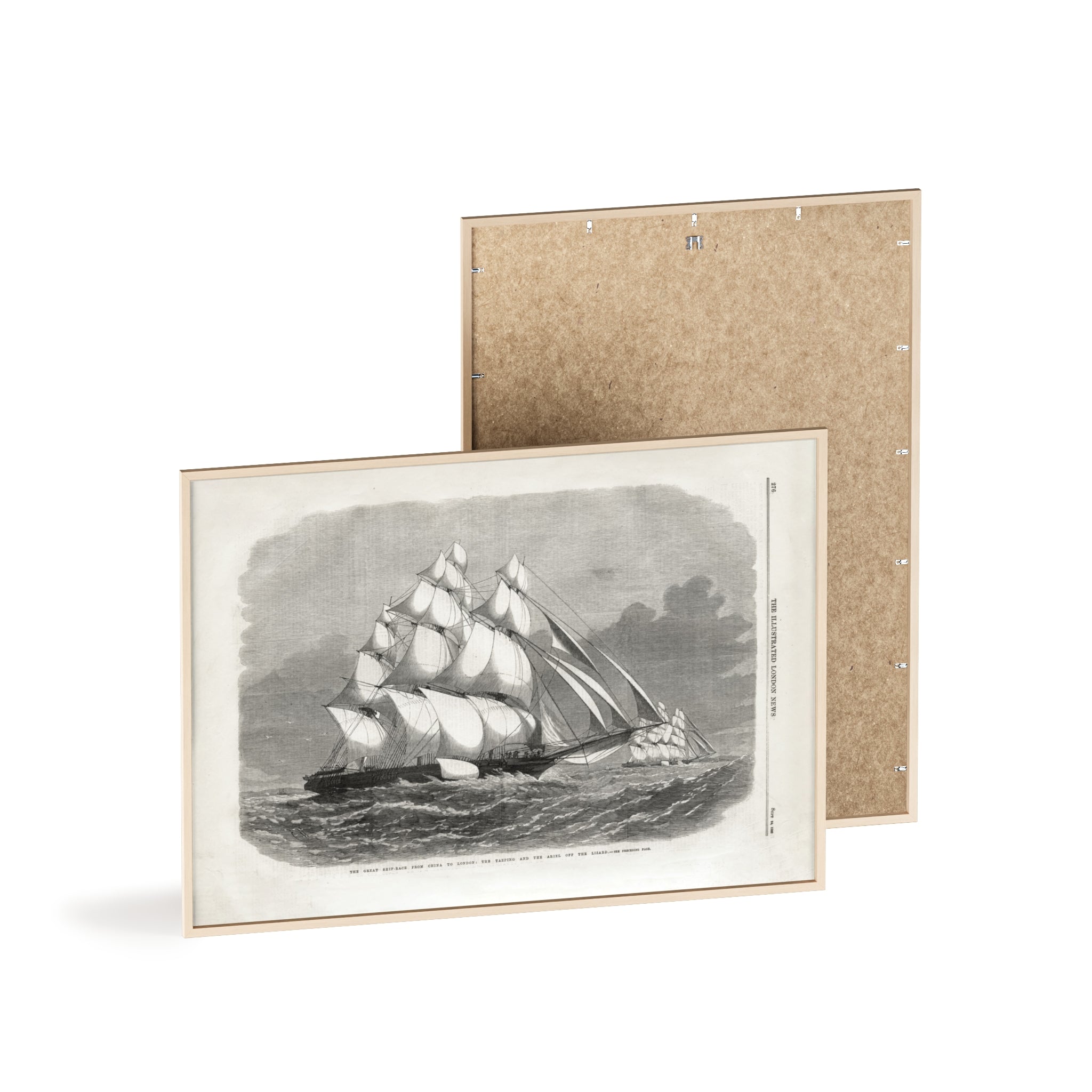 The Great Ship-Race from China to London. Vintage Sailing Ship Wall Poster with Wooden Frame – Nautical Marine Print