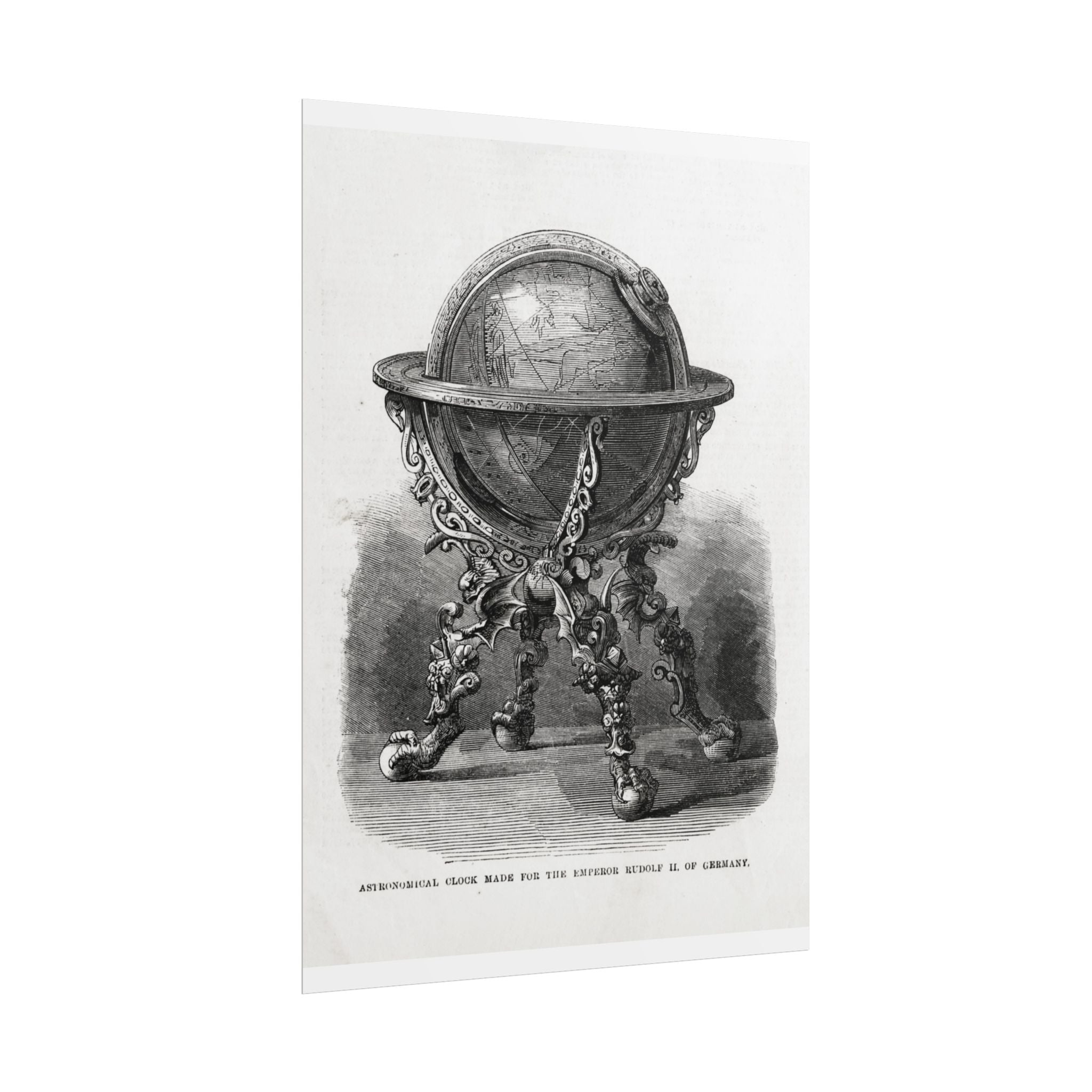 Antique Globe Illustration Rolled Poster — Vintage Scientific Print