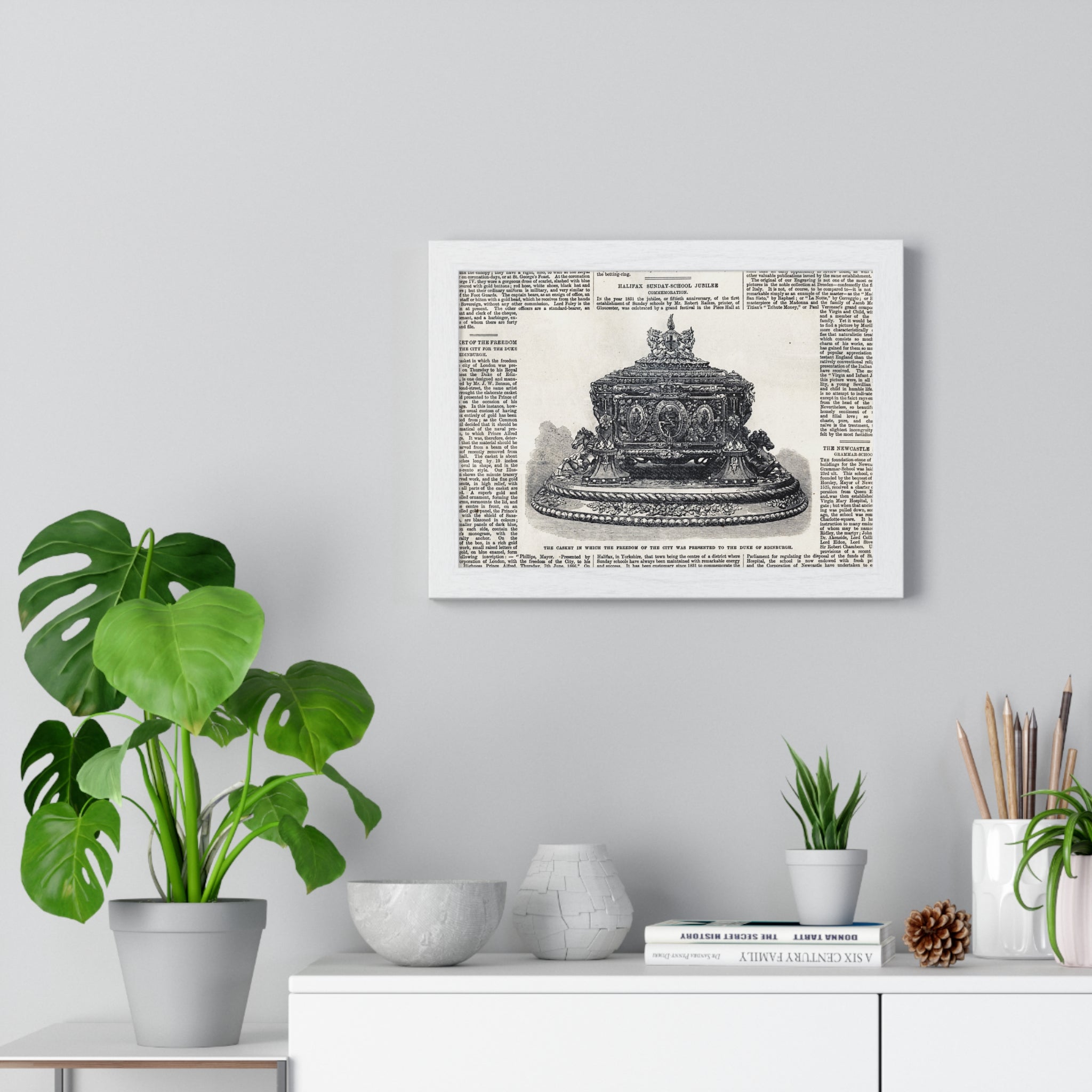 Vintage Crown Illustration Framed Poster — Antique Dictionary Art Print