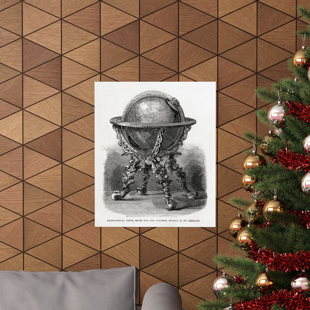 Antique Globe Illustration Matte Vertical Poster — Vintage Scientific Engraving Wall Art