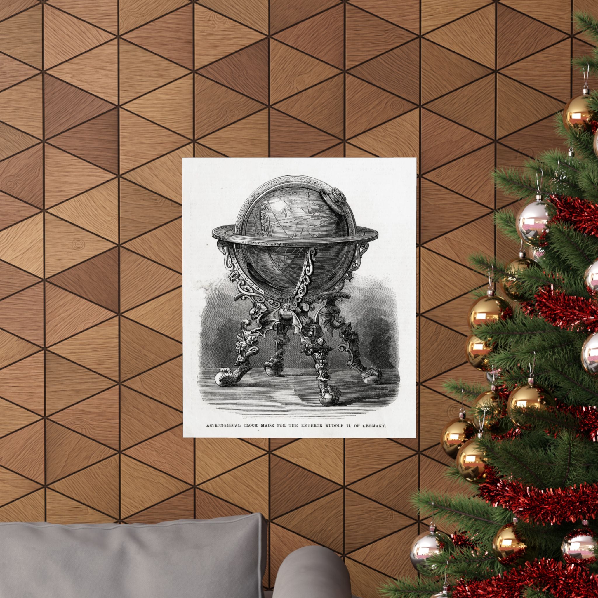 Antique Globe Illustration Matte Vertical Poster — Vintage Scientific Engraving Wall Art