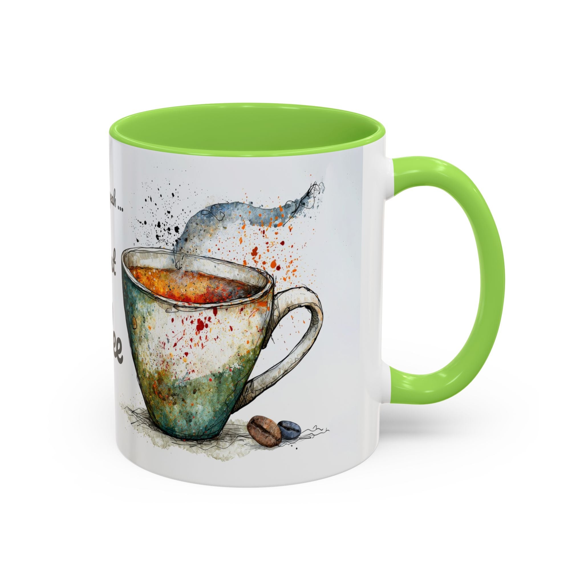 But First Coffee Ceramic Mug — Colorful Watercolor Coffee Cups (11oz & 15oz)