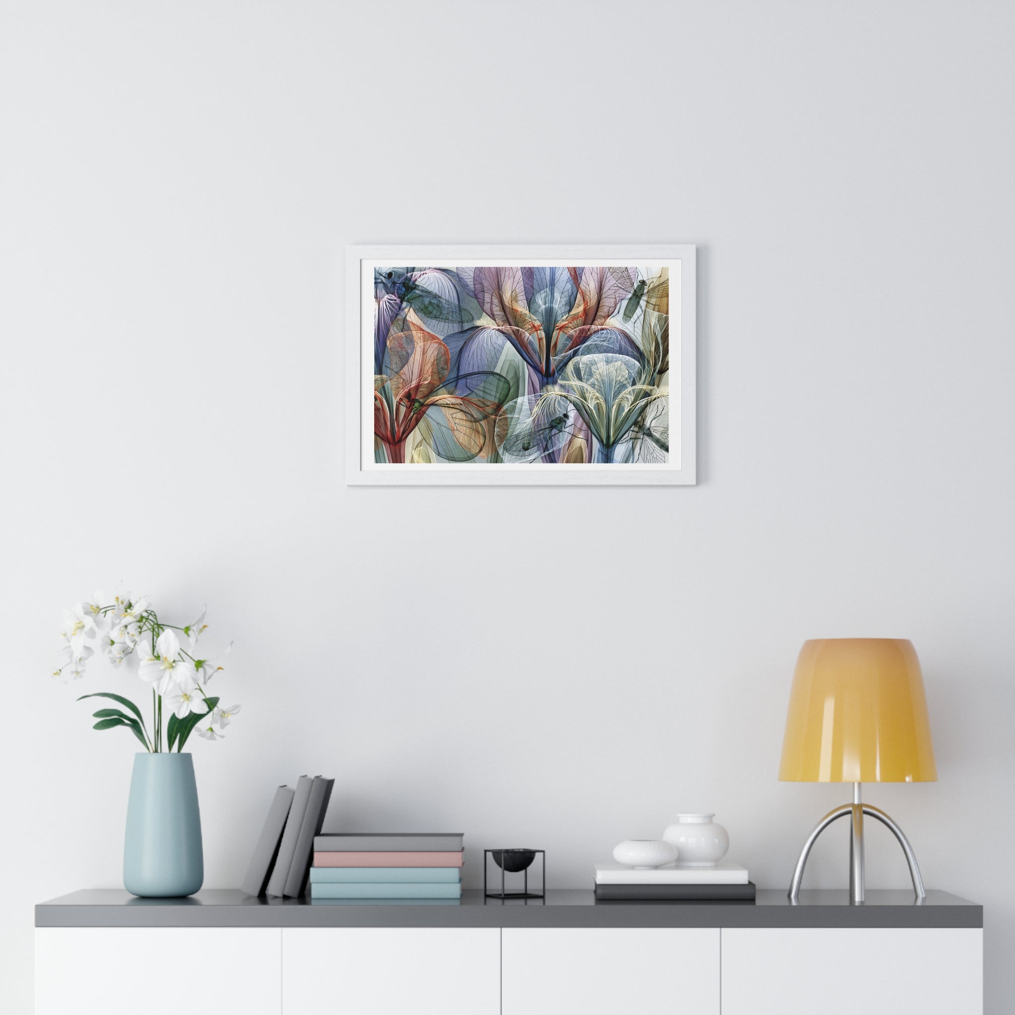 Framed Floral Art Print — Abstract Translucent Lily Poster