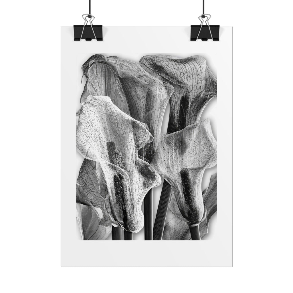 Black & White Calla Lily Poster — Minimal Floral Wall Art, Rolled Art Print for Living Room & Bedroom