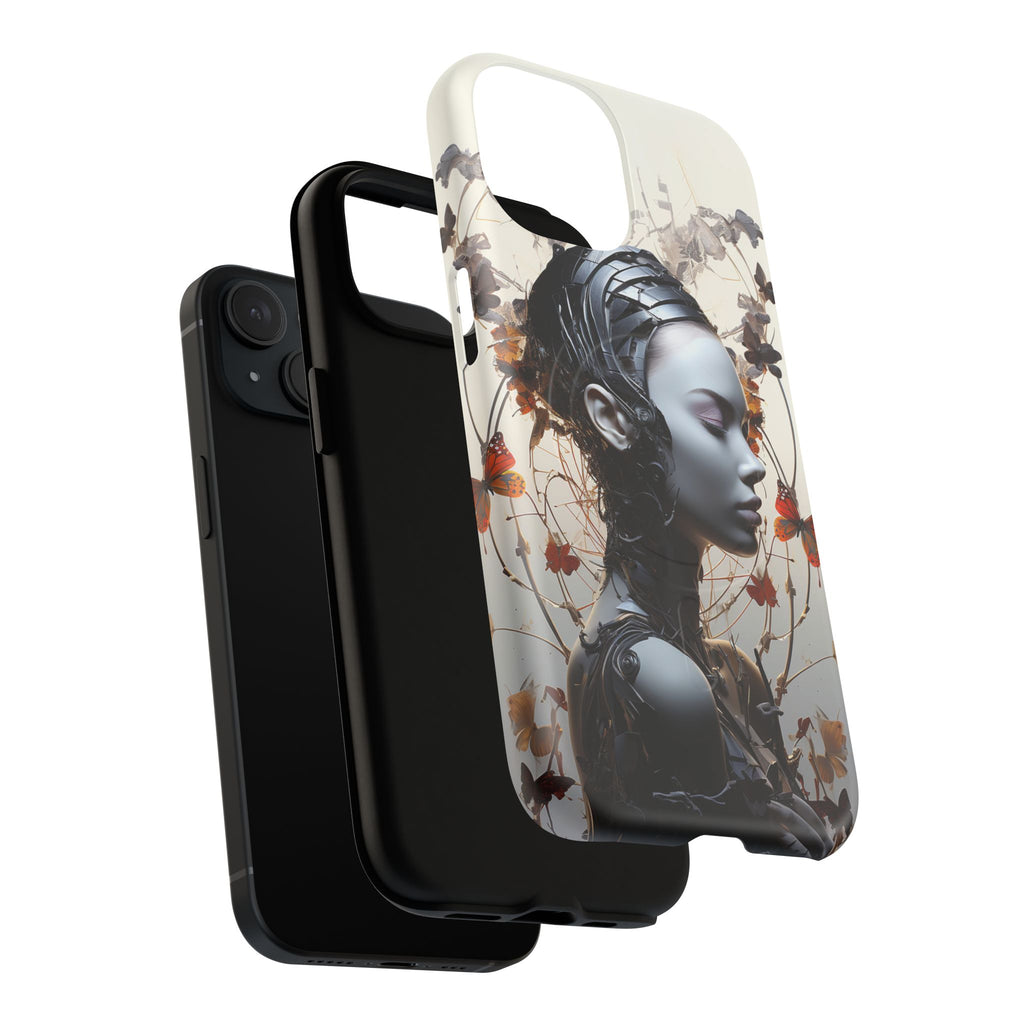 Art Nouveau Cyberpunk Phone Case — Surreal Floral Femme Tough Magnetic Case