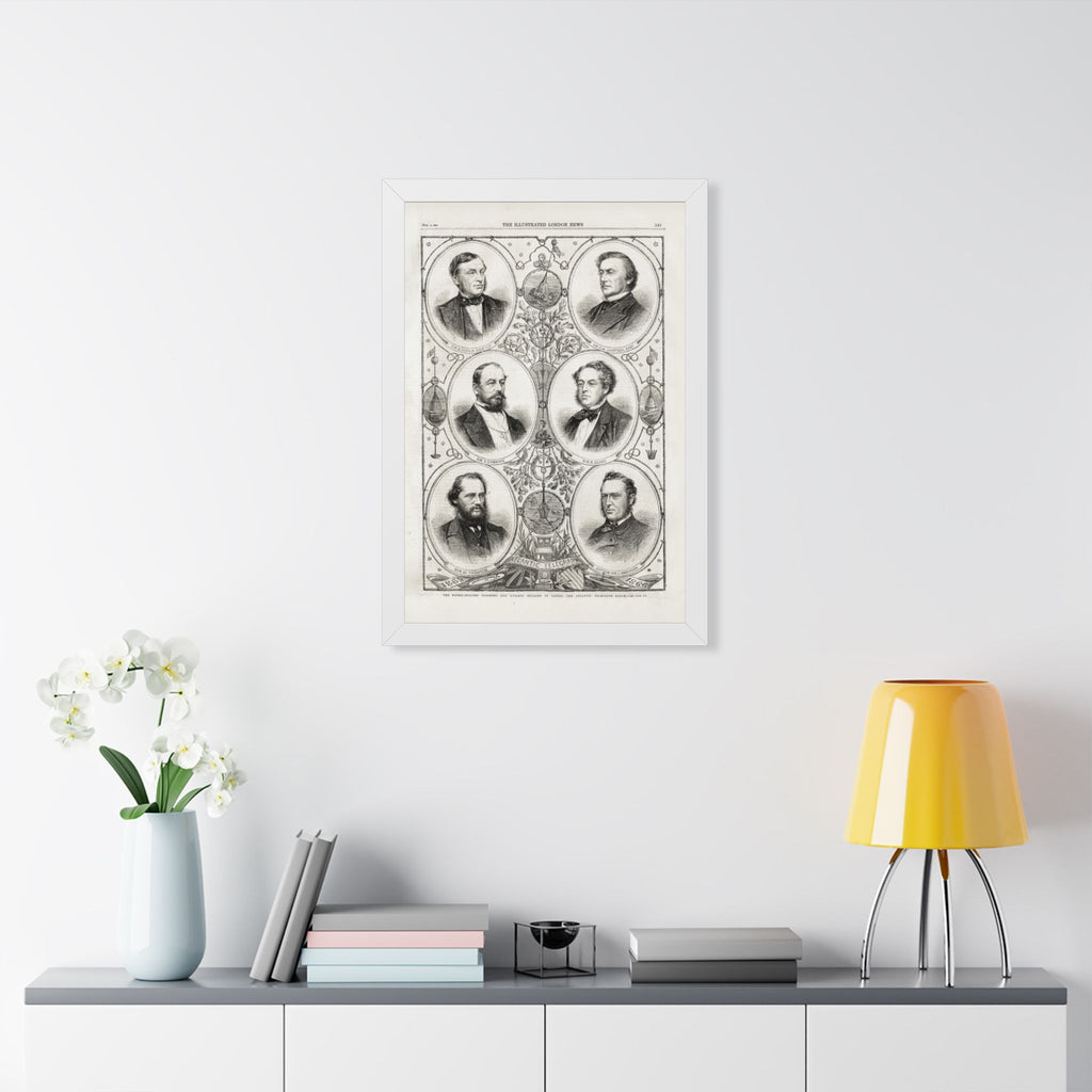 The Atlantic Telegraph Cable. Framed Historical Portrait Poster — 19th Century Leaders Collage