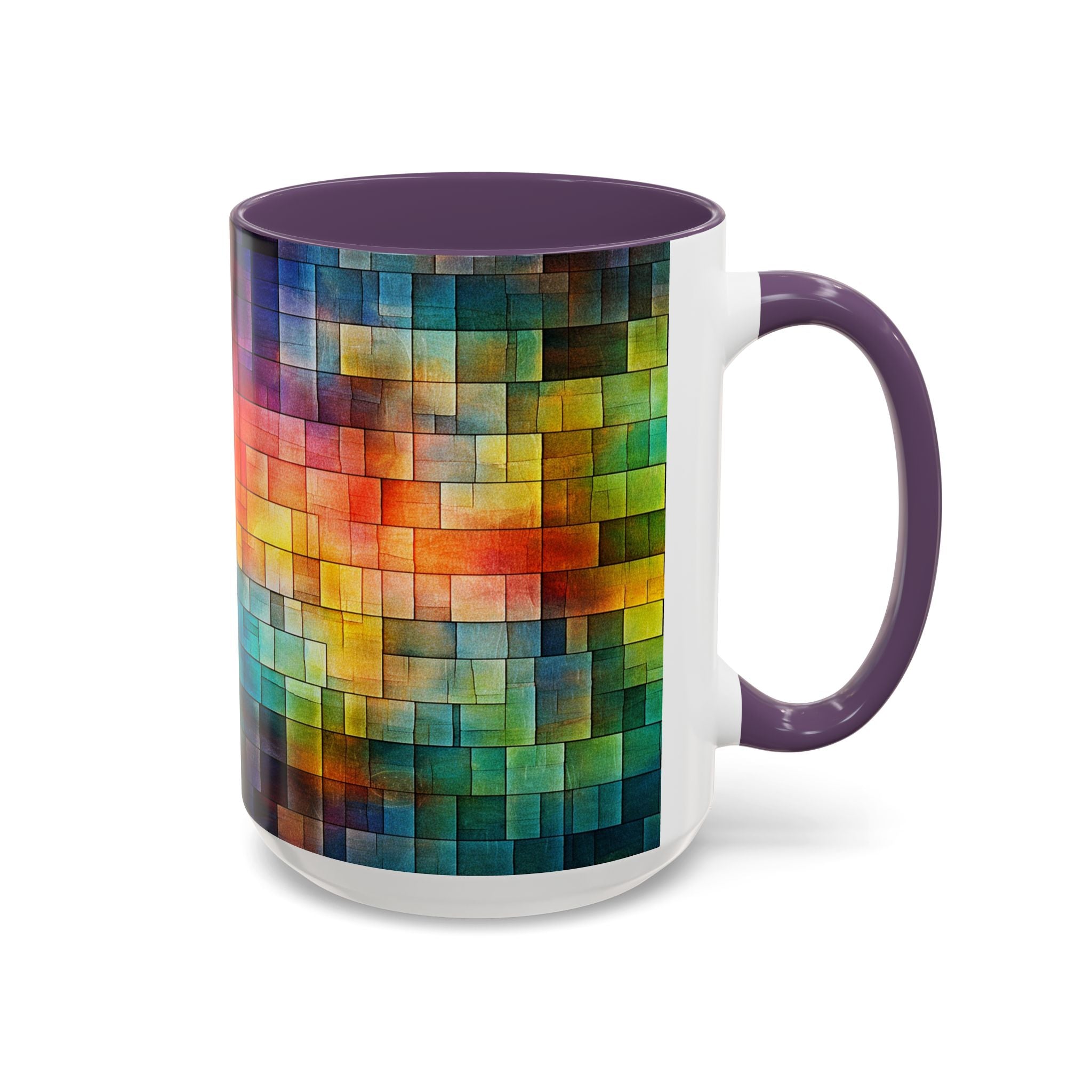 Colorful Mosaic Accent Coffee Mug - Vibrant Geometric Pattern (11/15 oz)