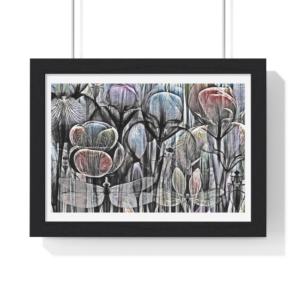 Framed Poster — Dreamy Botanical Dragonfly Art Print