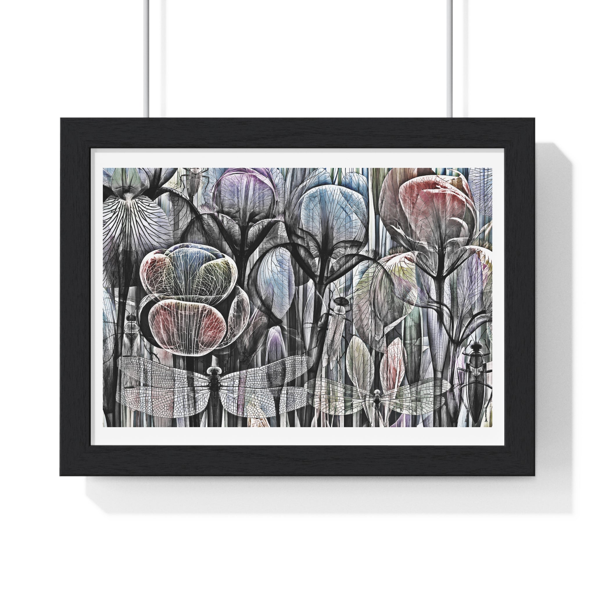 Framed Poster — Dreamy Botanical Dragonfly Art Print