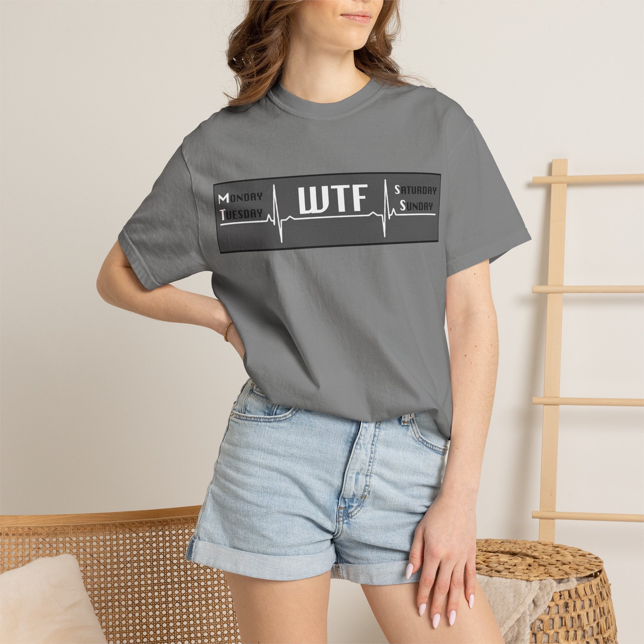 WTF Weekend Vibes T-Shirt — Funny Monday To Sunday ECG Graphic Tee