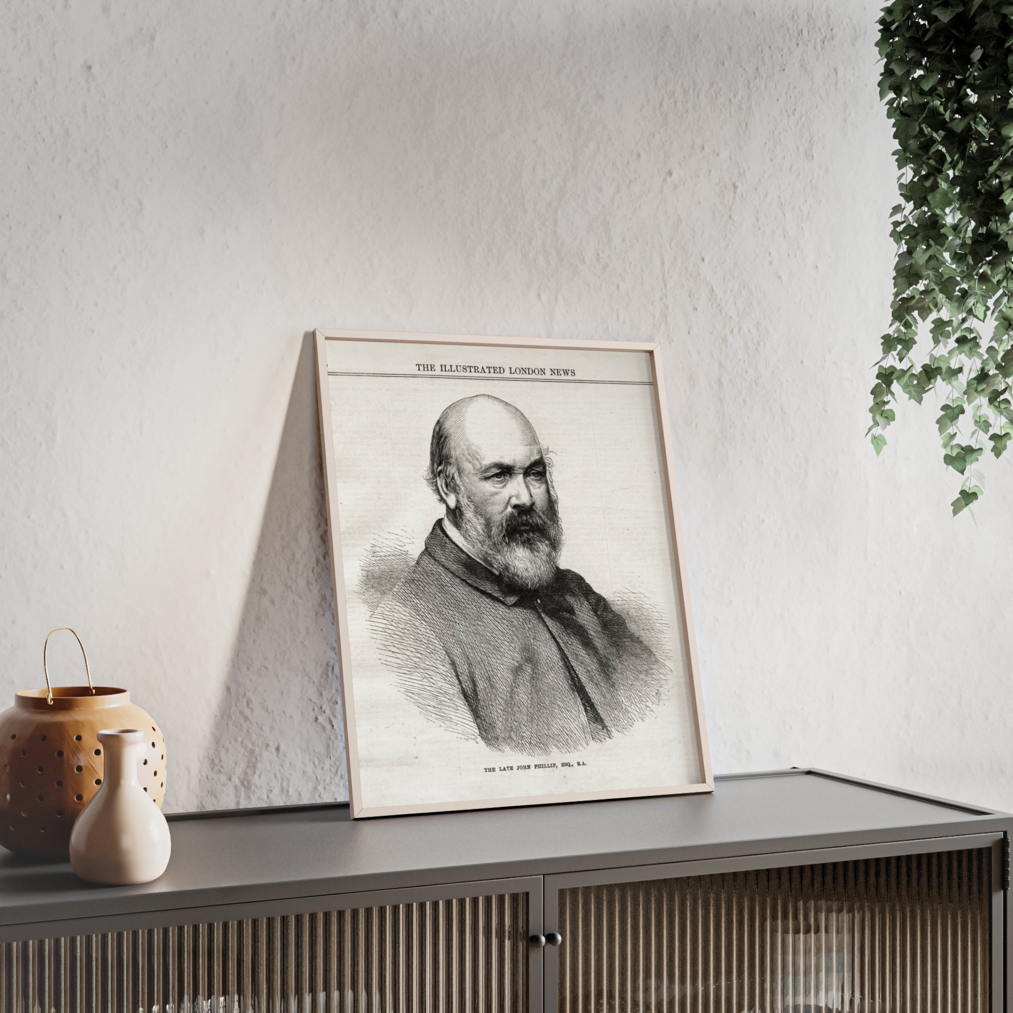 The Late John Phillip, Esq. Framed Vintage Portrait Print — Illustrated London News Gentleman Poster