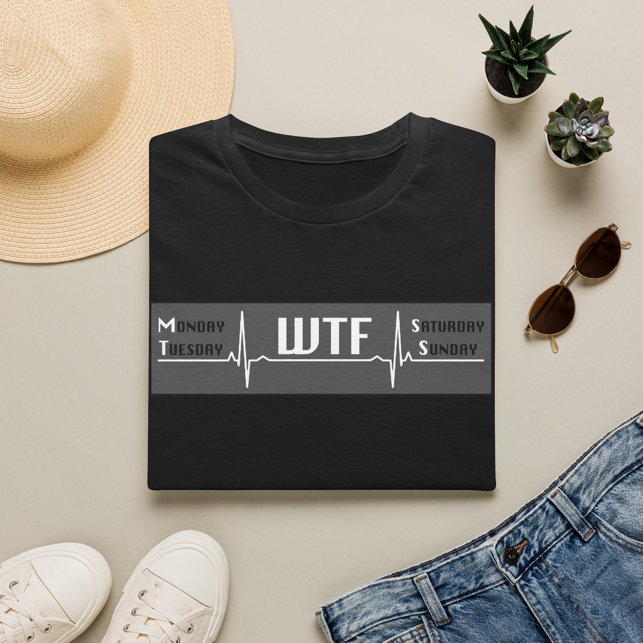 T-Shirt — WTF Weekday Pulse Graphic Tee (Monday–Sunday)