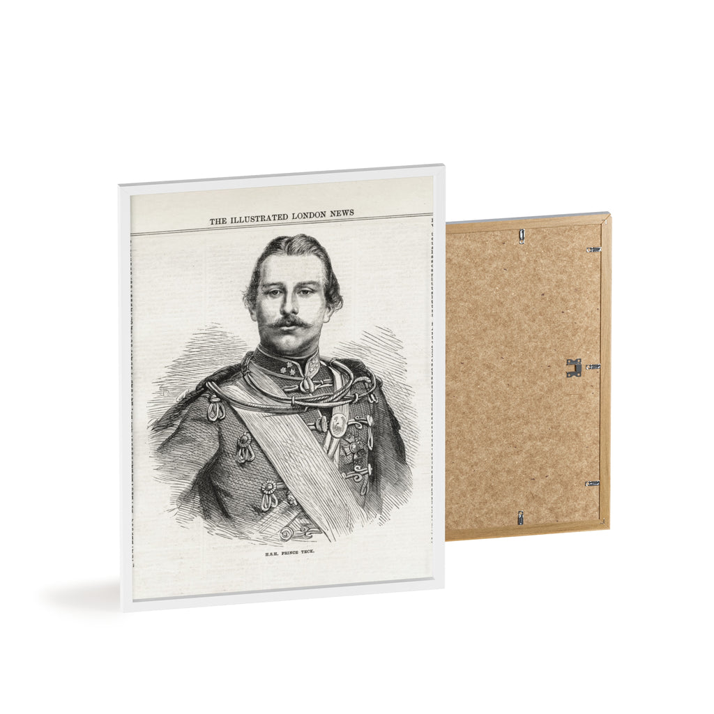 H.S.H. Prince TECK. Vintage Victorian Portrait Poster with Wooden Frame — Illustrated London News Print