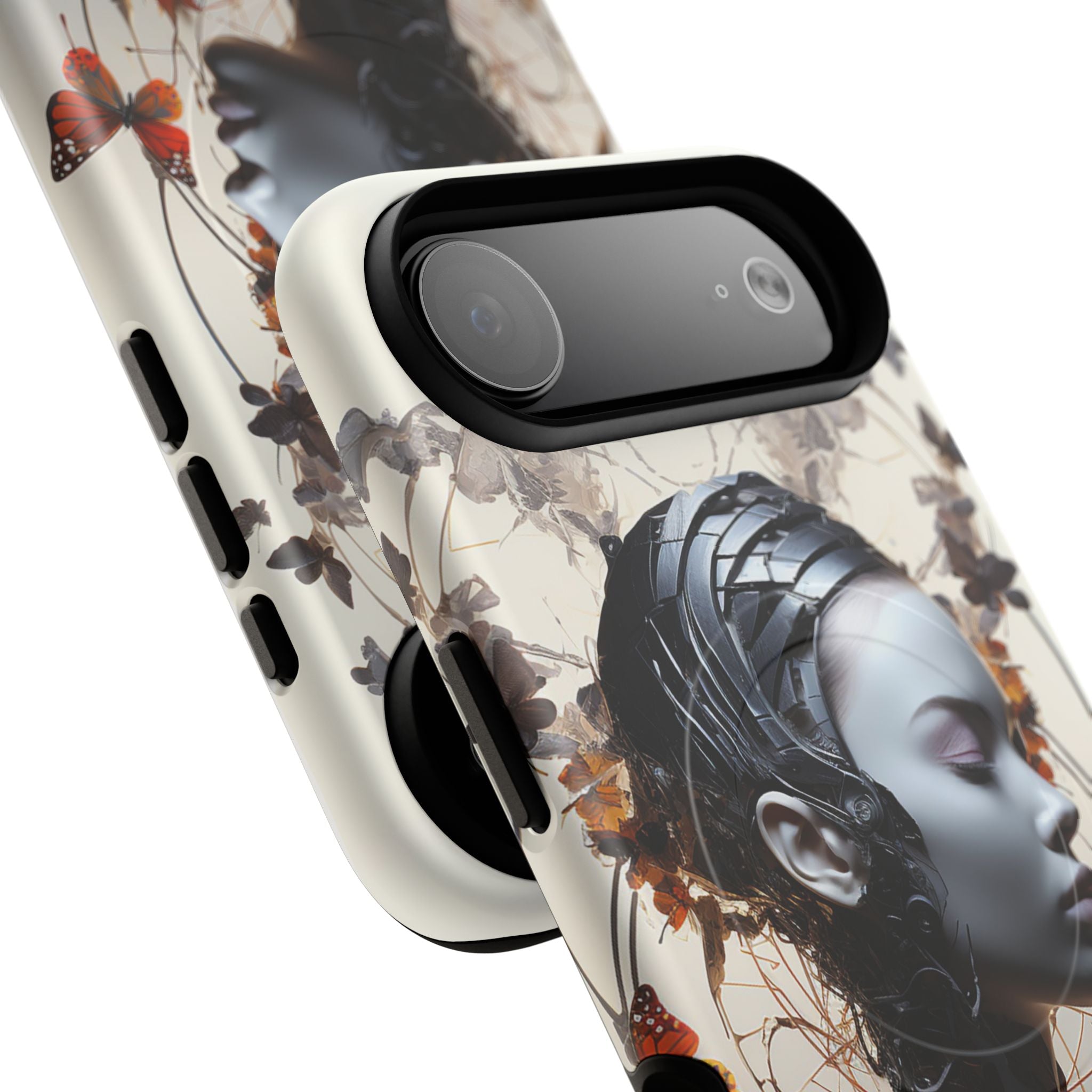 Art Nouveau Cyberpunk Phone Case — Surreal Floral Femme Tough Magnetic Case