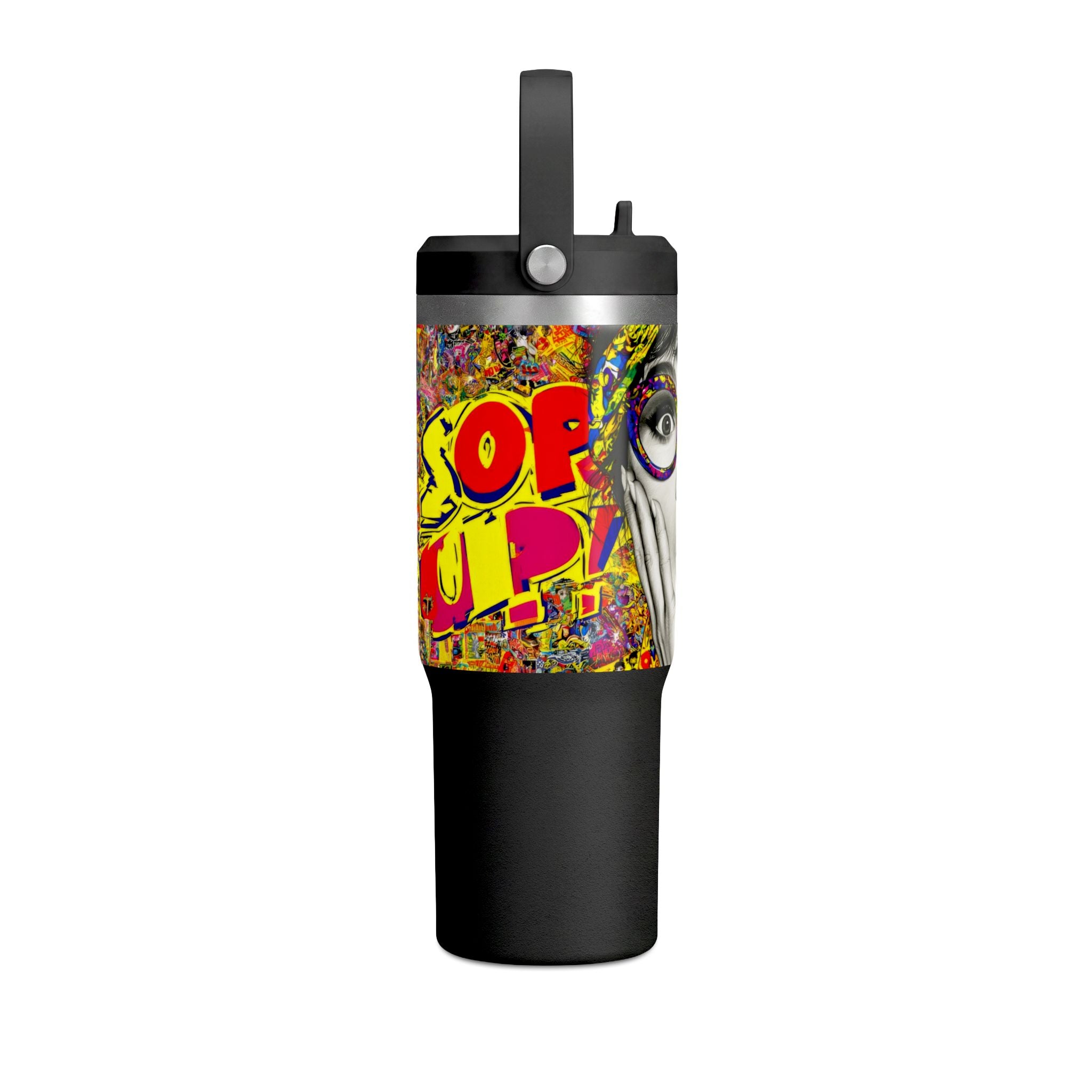 Pop Art Nomad Tumbler 32oz – Colorful Surprise Face Travel Mug