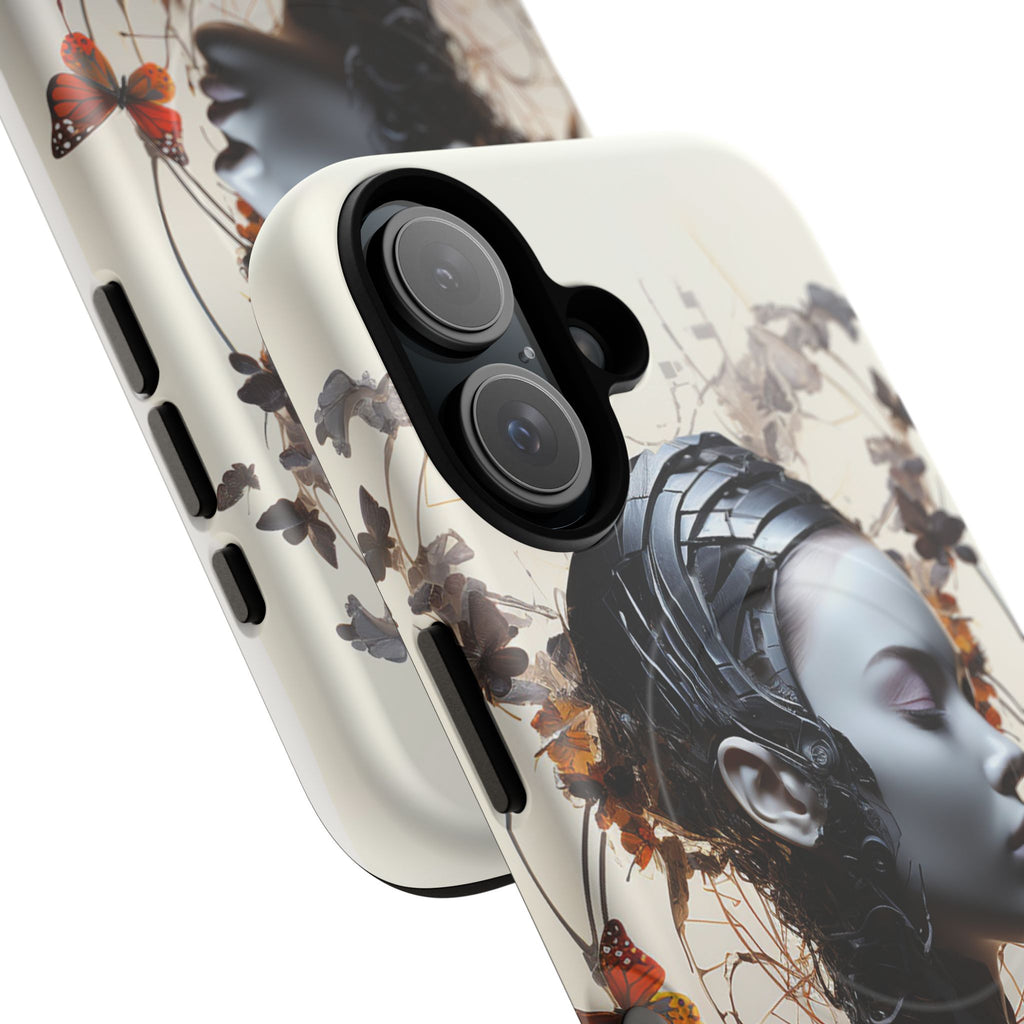 Art Nouveau Cyberpunk Phone Case — Surreal Floral Femme Tough Magnetic Case