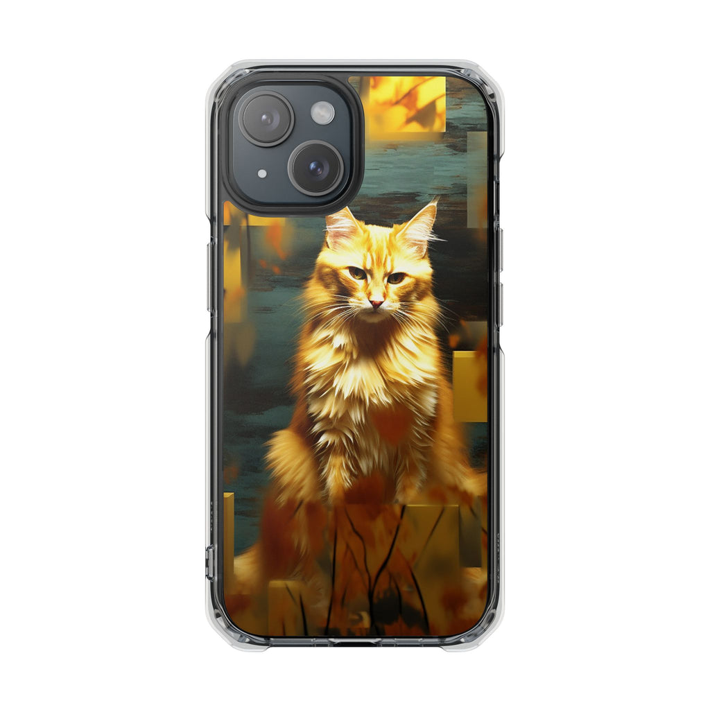 Clear Magnetic Impact Phone Case — Golden Maine Coon Cat Art
