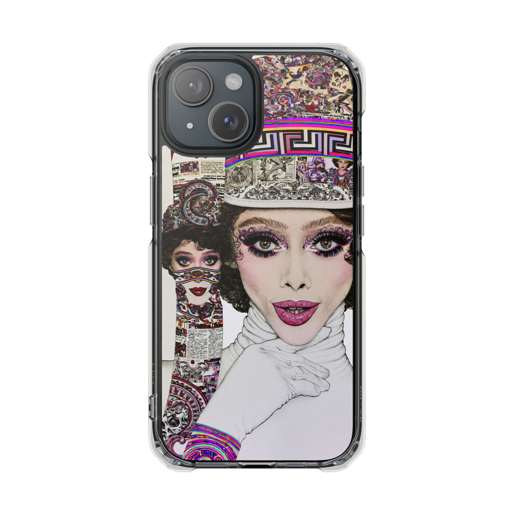 Drag Queen Portrait Clear Magnetic Phone Case — Glam Makeup Art iPhone Cover