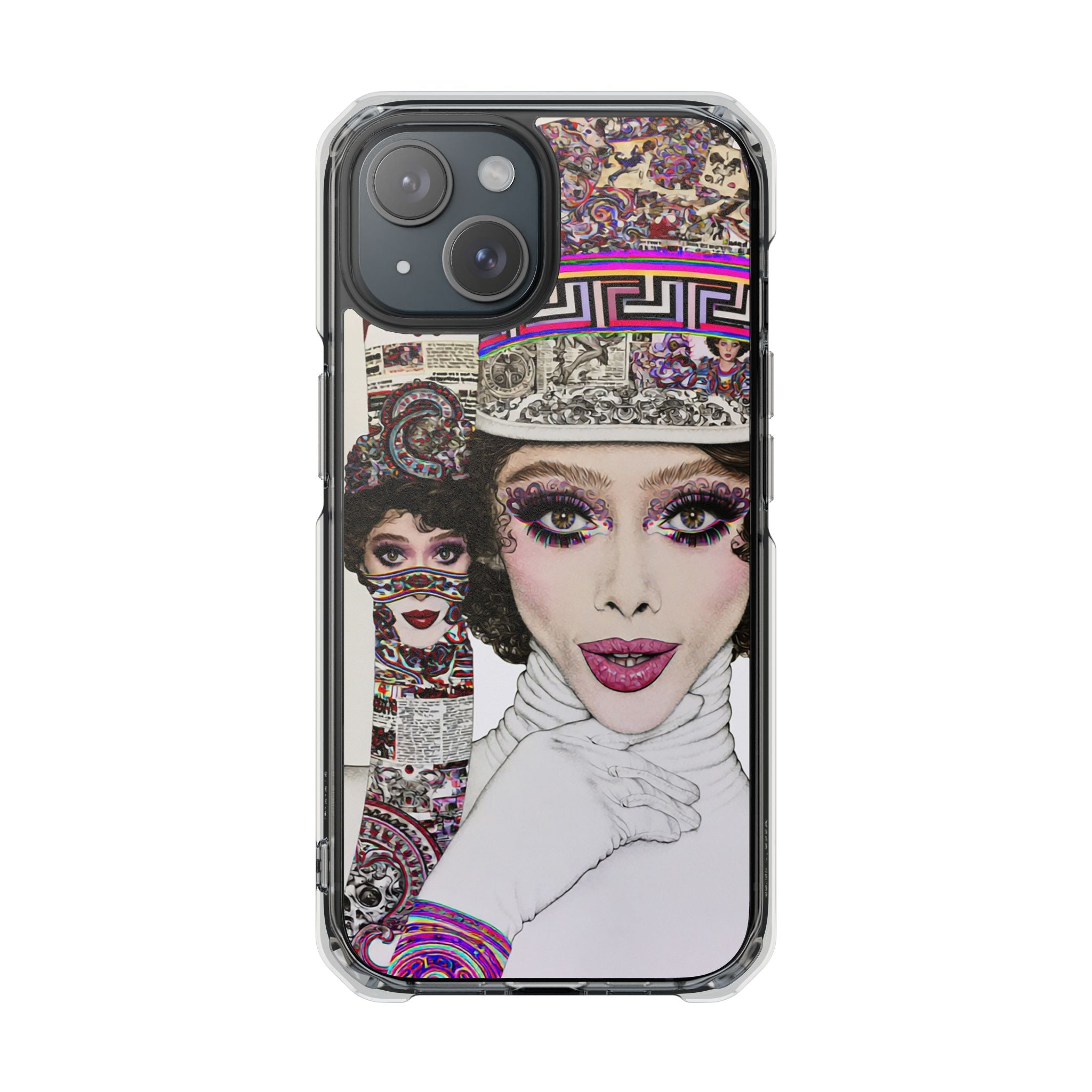 Drag Queen Portrait Clear Magnetic Phone Case — Glam Makeup Art iPhone Cover