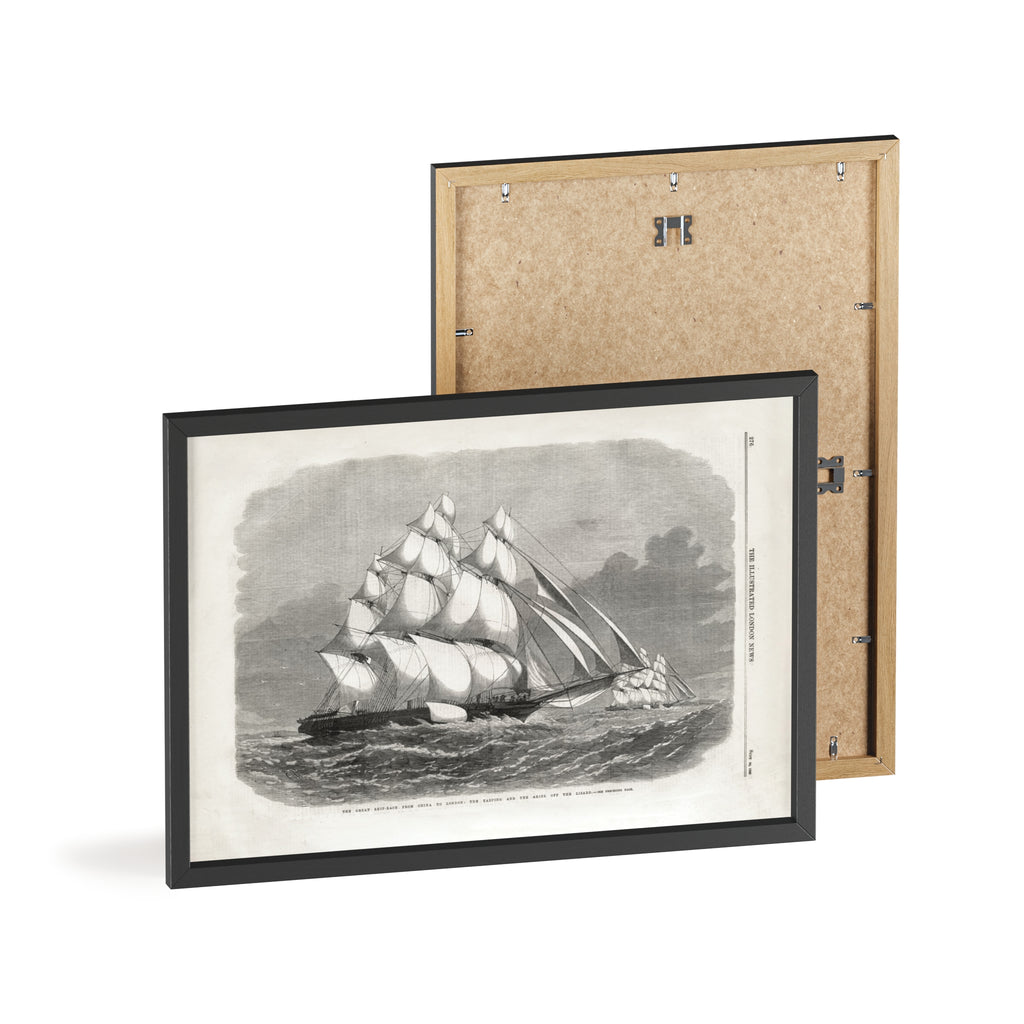The Great Ship-Race from China to London. Vintage Sailing Ship Wall Poster with Wooden Frame – Nautical Marine Print