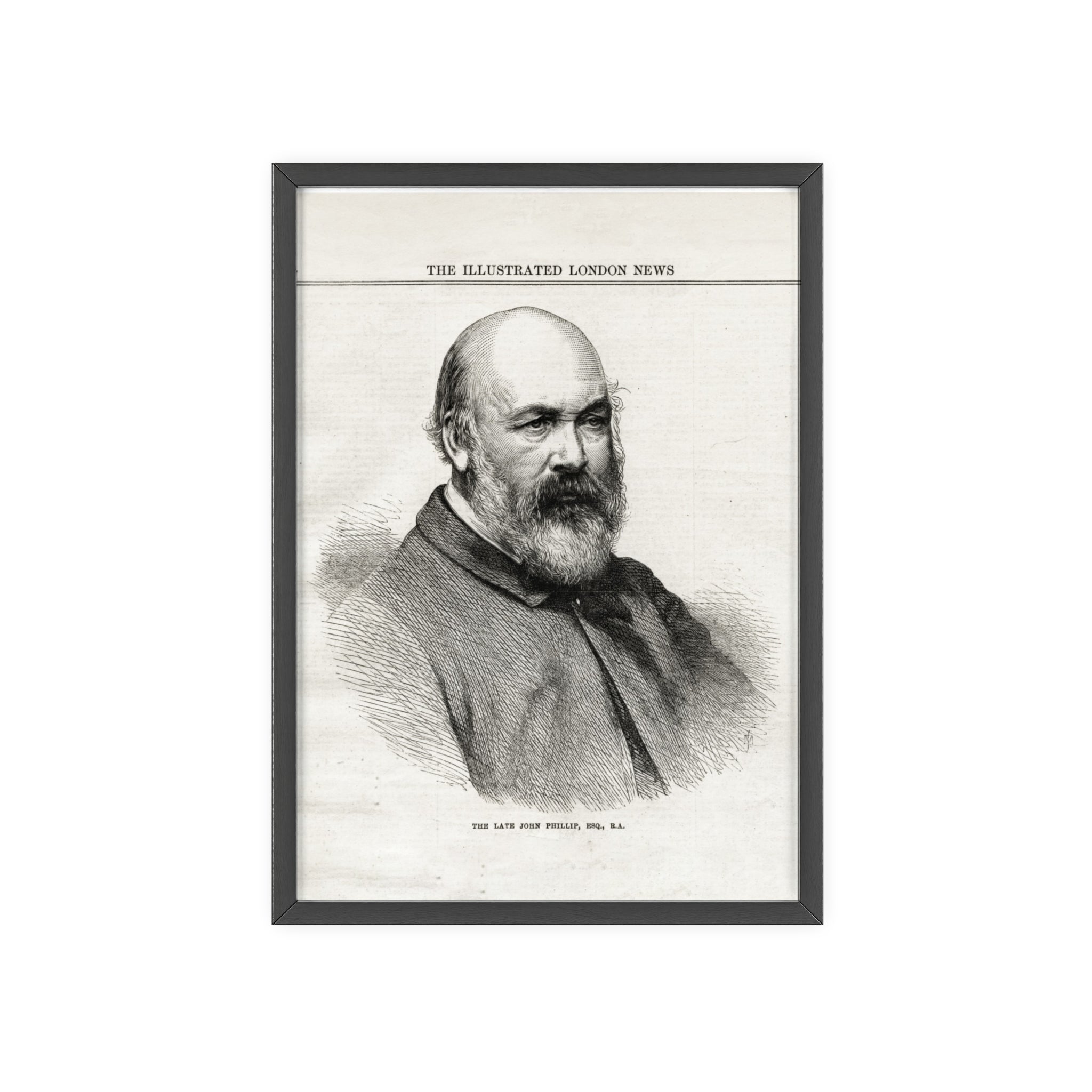 The Late John Phillip, Esq. Framed Vintage Portrait Print — Illustrated London News Gentleman Poster