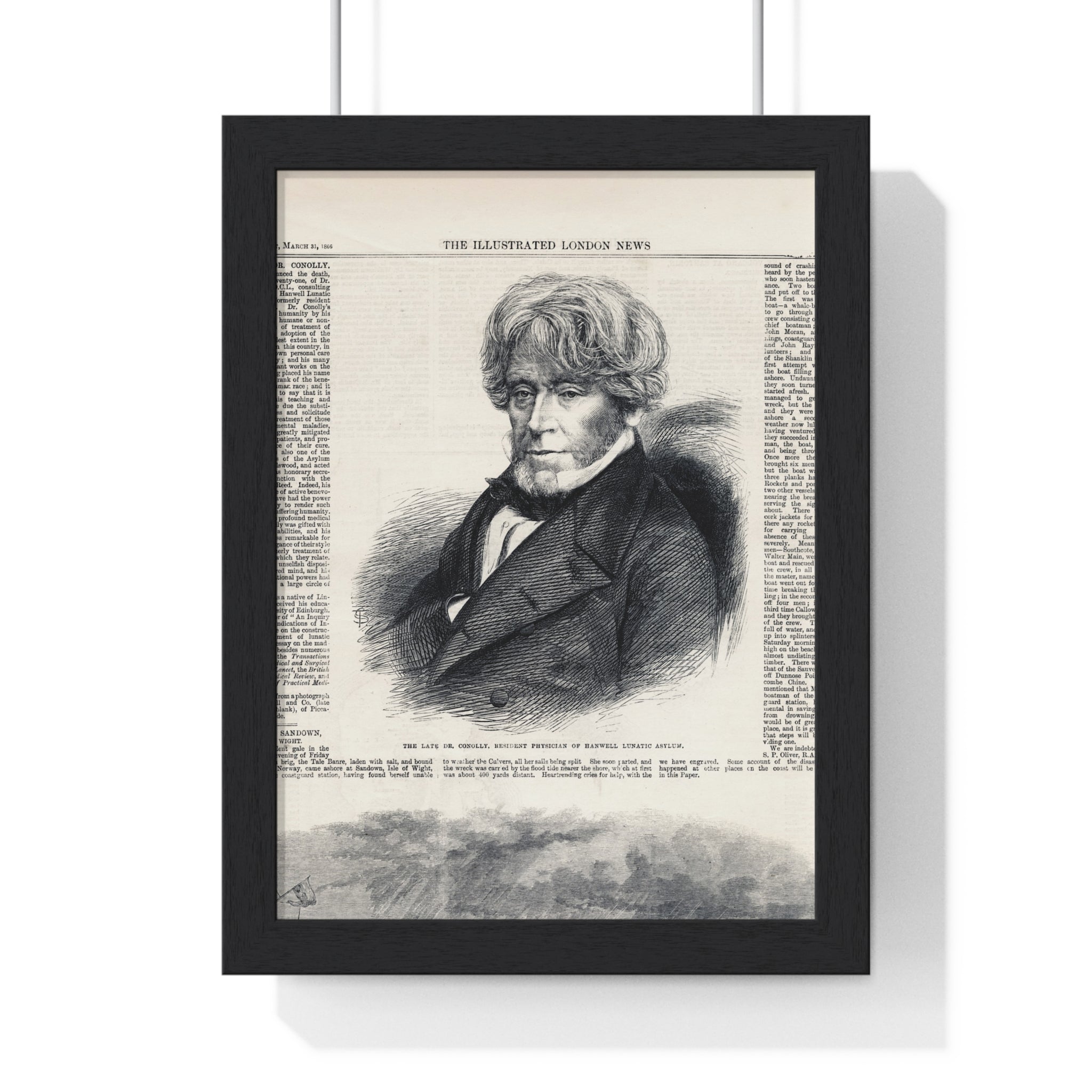 Vintage Illustrated Portrait Poster — Framed Victorian Newspaper Art