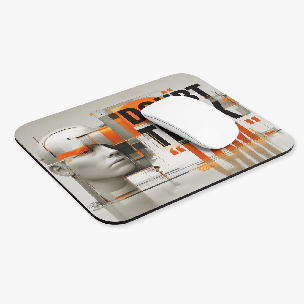Doubt Think I Am Rectangular Mouse Pad — Futuristic Minimalist Desk Mat