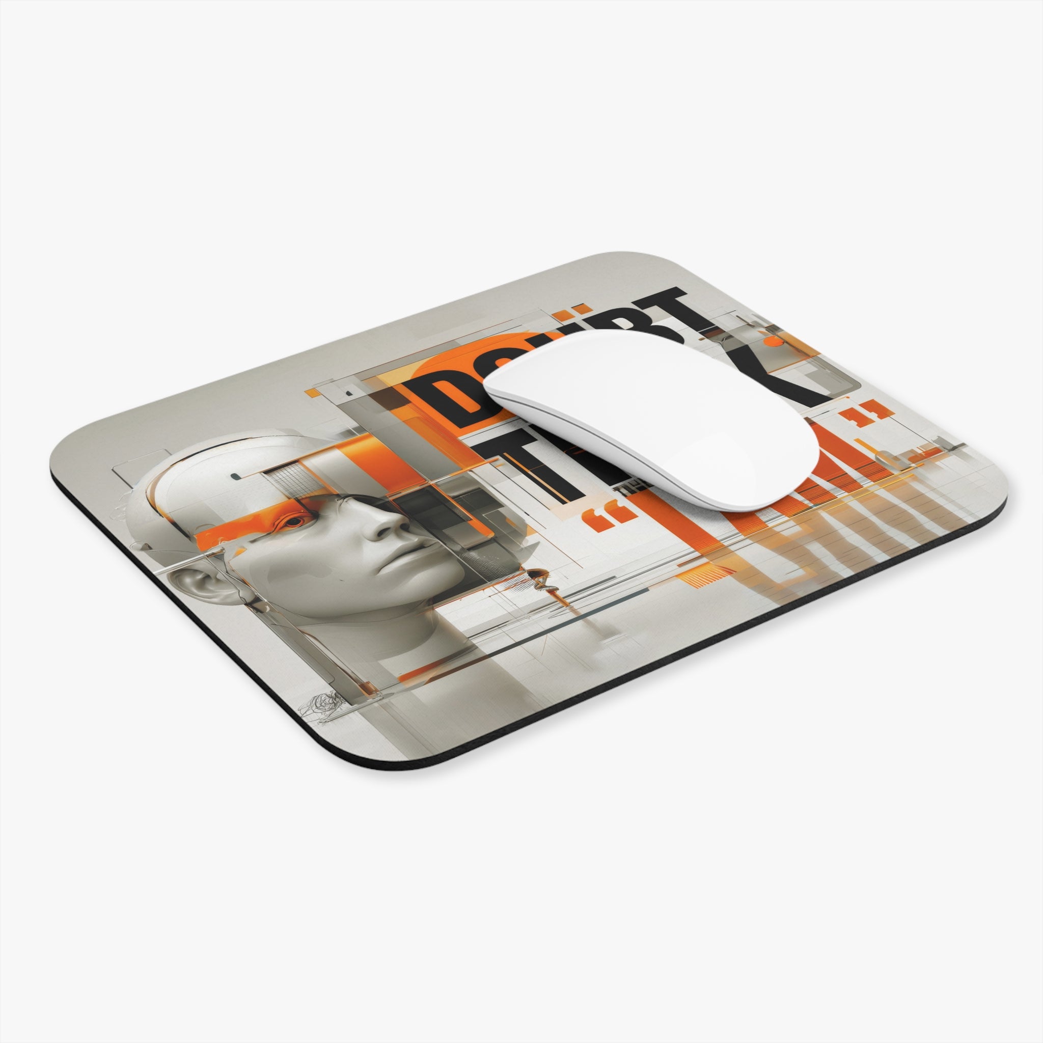Doubt Think I Am Rectangular Mouse Pad — Futuristic Minimalist Desk Mat