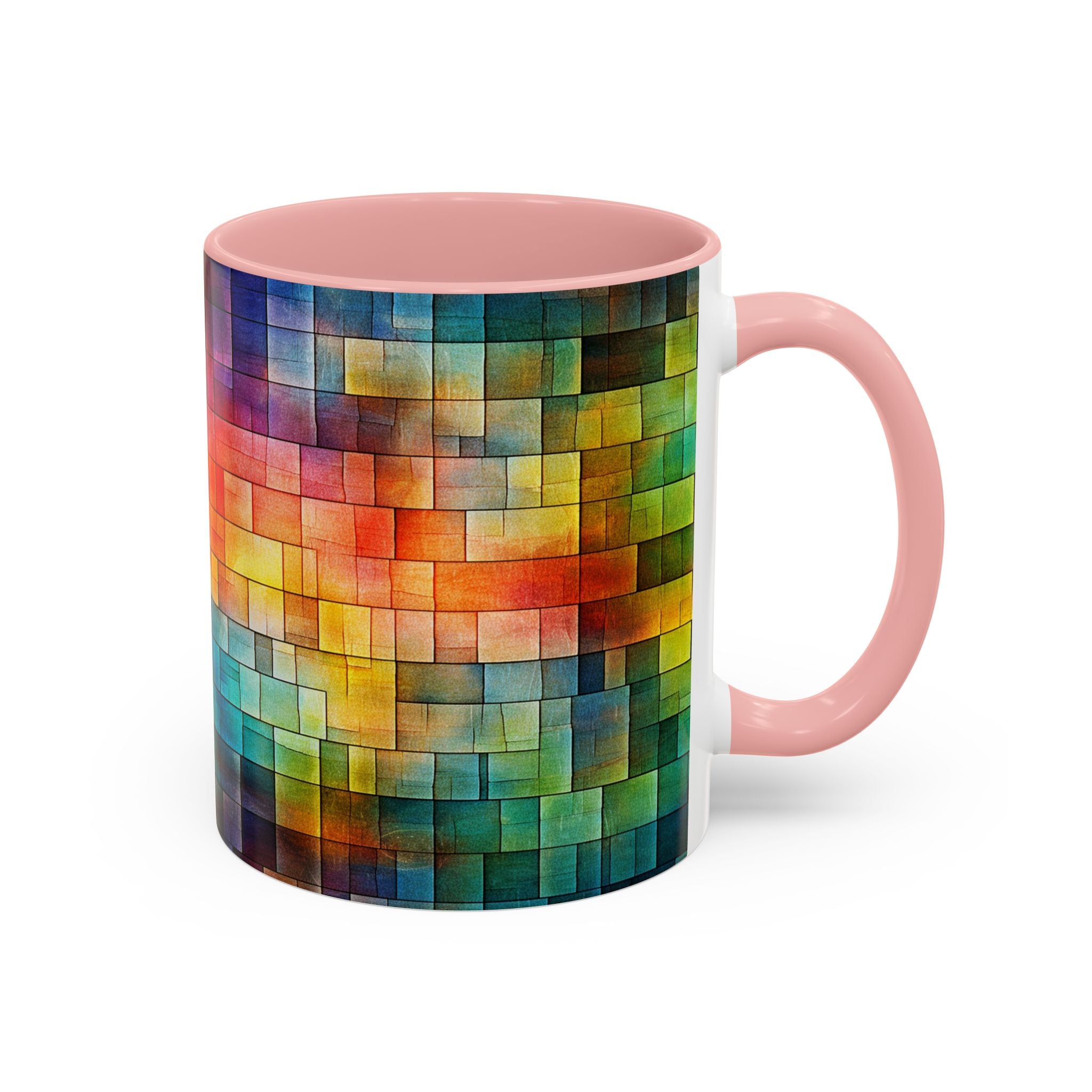 Colorful Mosaic Accent Coffee Mug - Vibrant Geometric Pattern (11/15 oz)