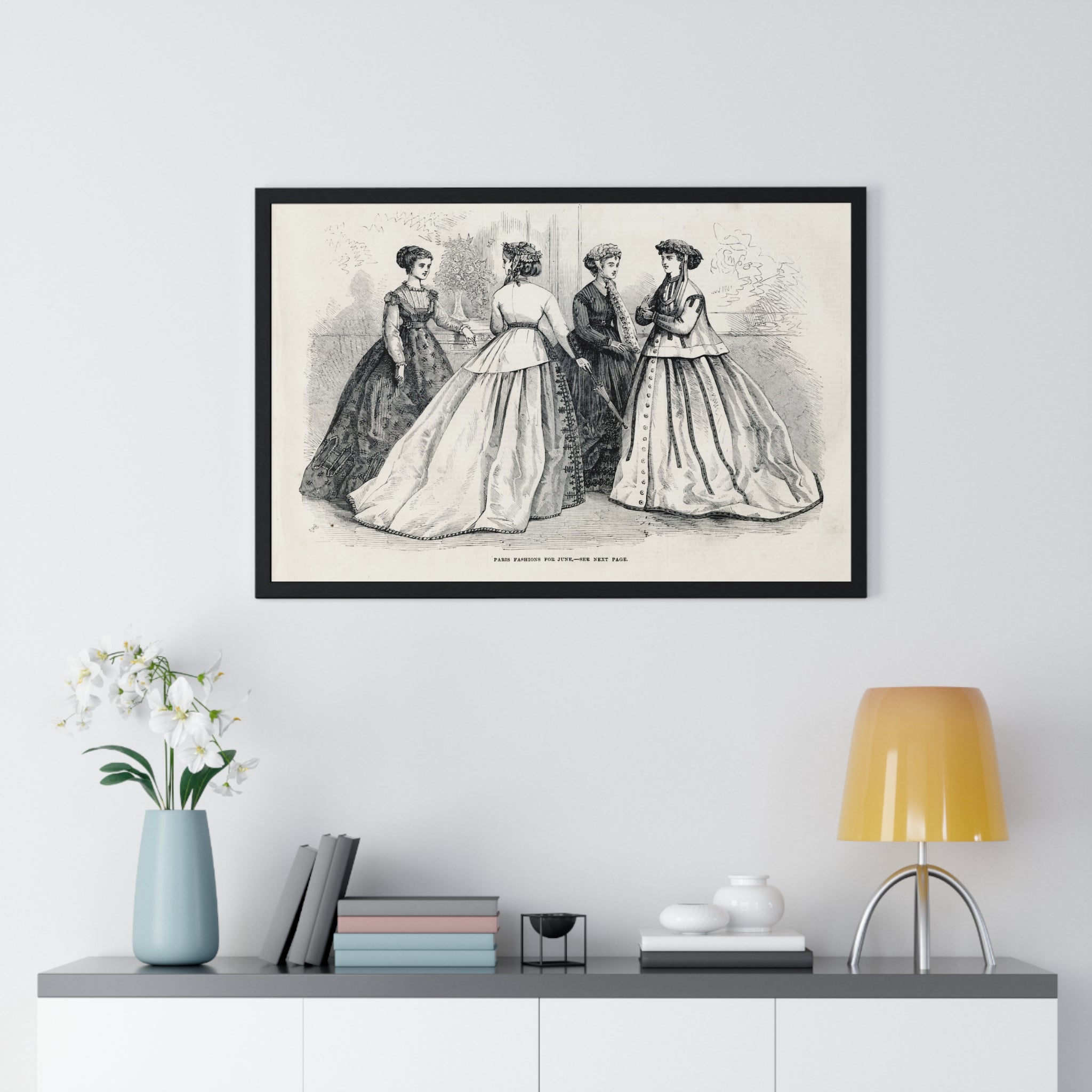 Vintage Fashion Print Framed Poster — Paris Fashion — 19th Century Ladies Illustration