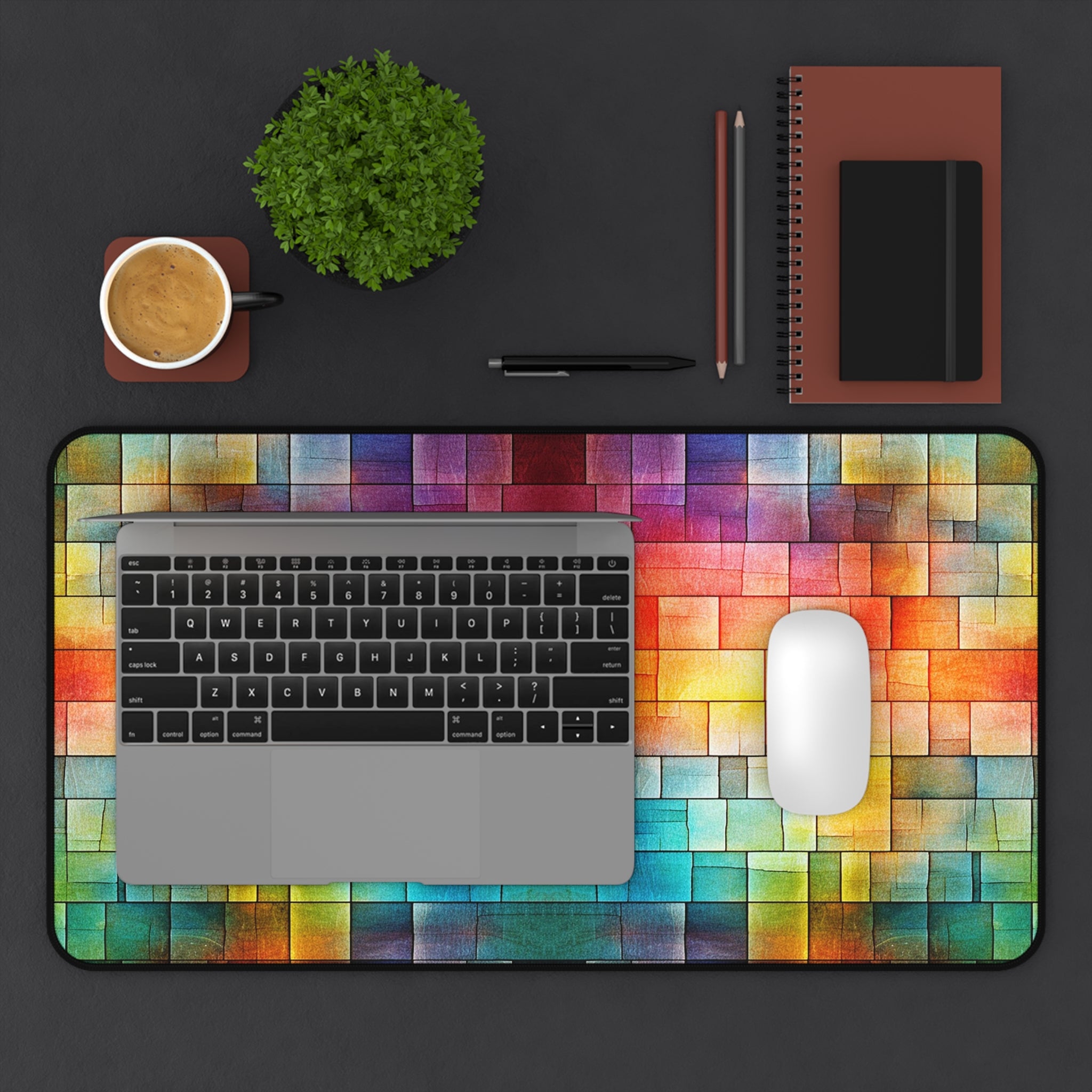 Colorwave Mosaic Desk Mat — Vibrant Pixel Art Mousepad