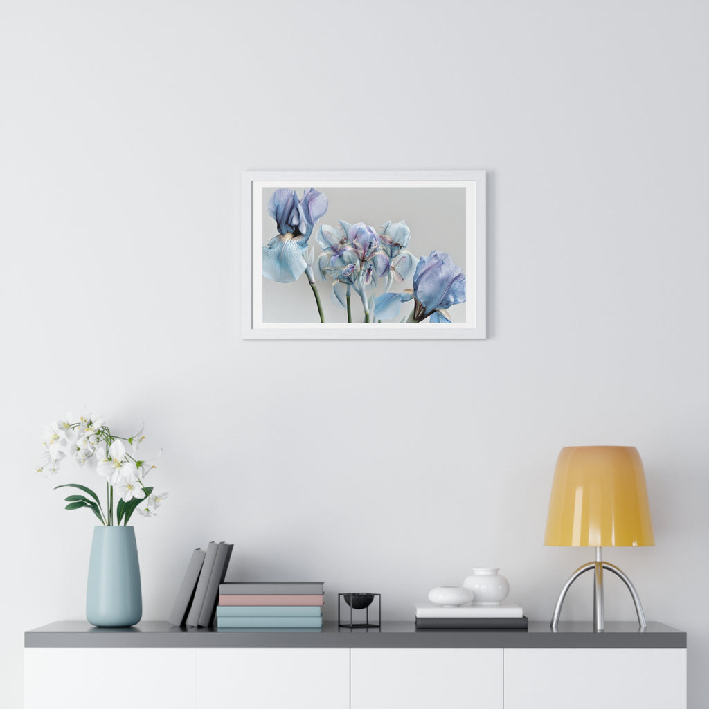 Blue Iris Floral Framed Poster — Botanical Wall Art Print