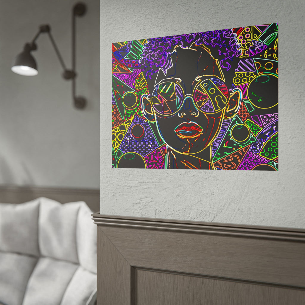 Afrofuturist Neon Portrait Poster
